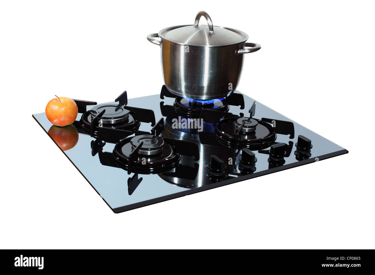 Mirror glass gas hob isolated on white Stock Photo Alamy