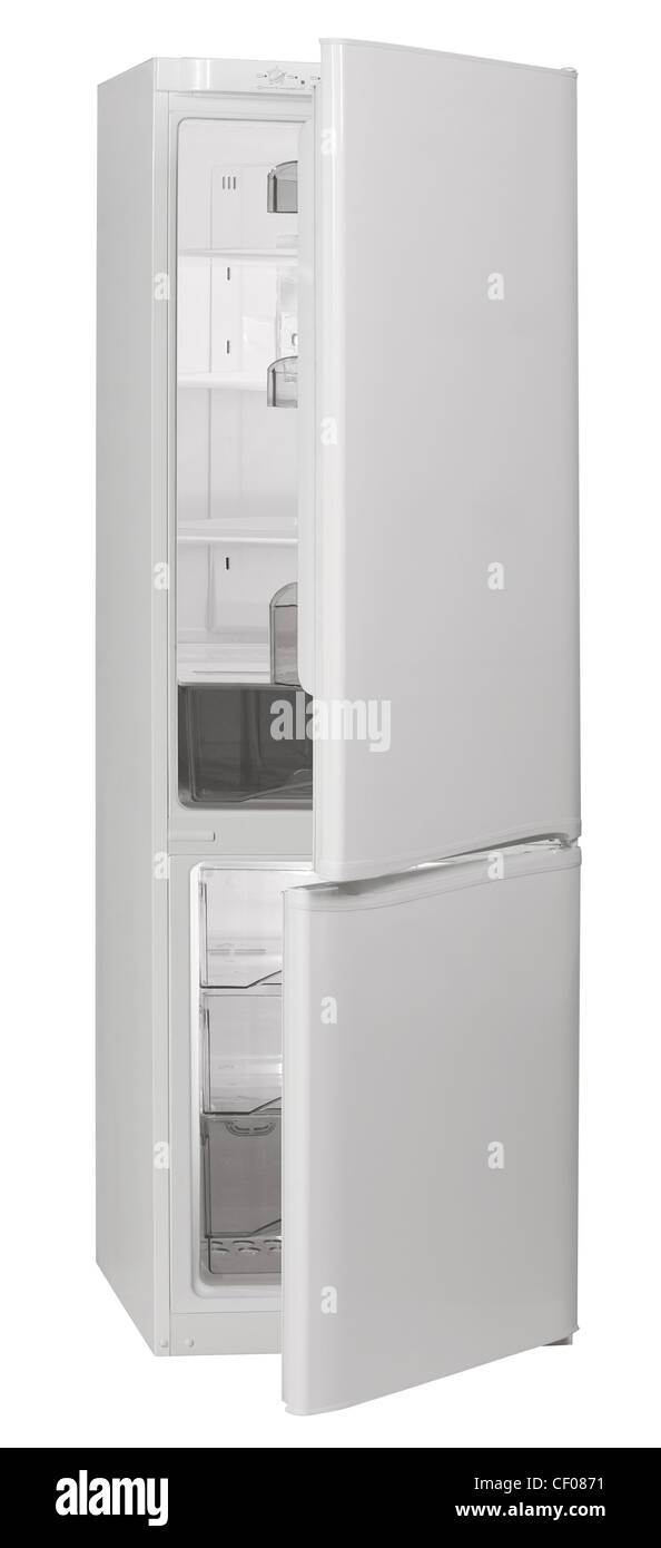 Two door white refrigerator isolated on white Stock Photo