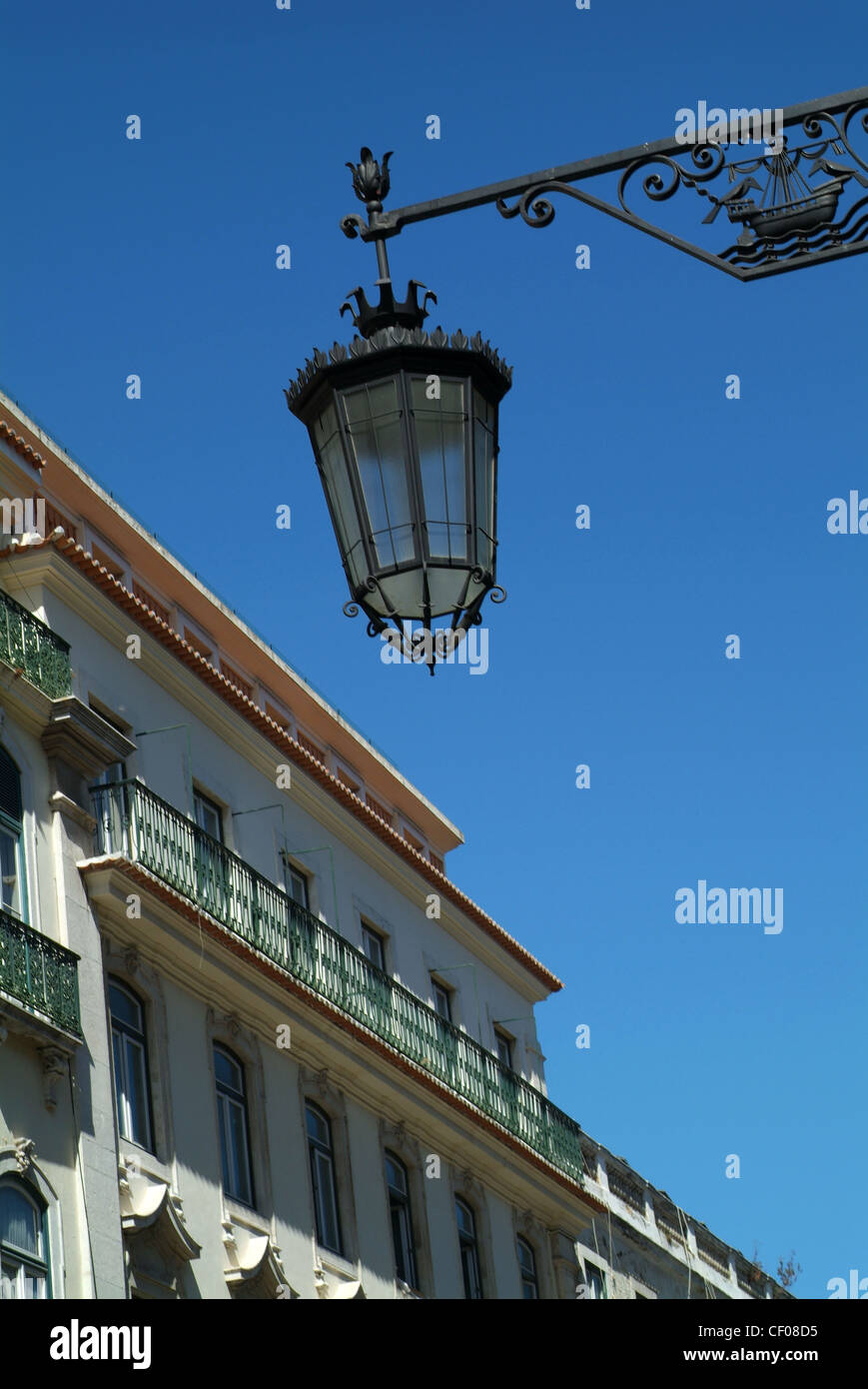Rua da Madalena, Street Lamp, Lisbon, Portugal Stock Photo