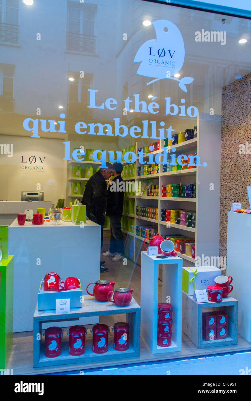 Paris, France, Shop Window, in "Lov" Organic Tea Shop, in Montorgeuil  District Stock Photo - Alamy