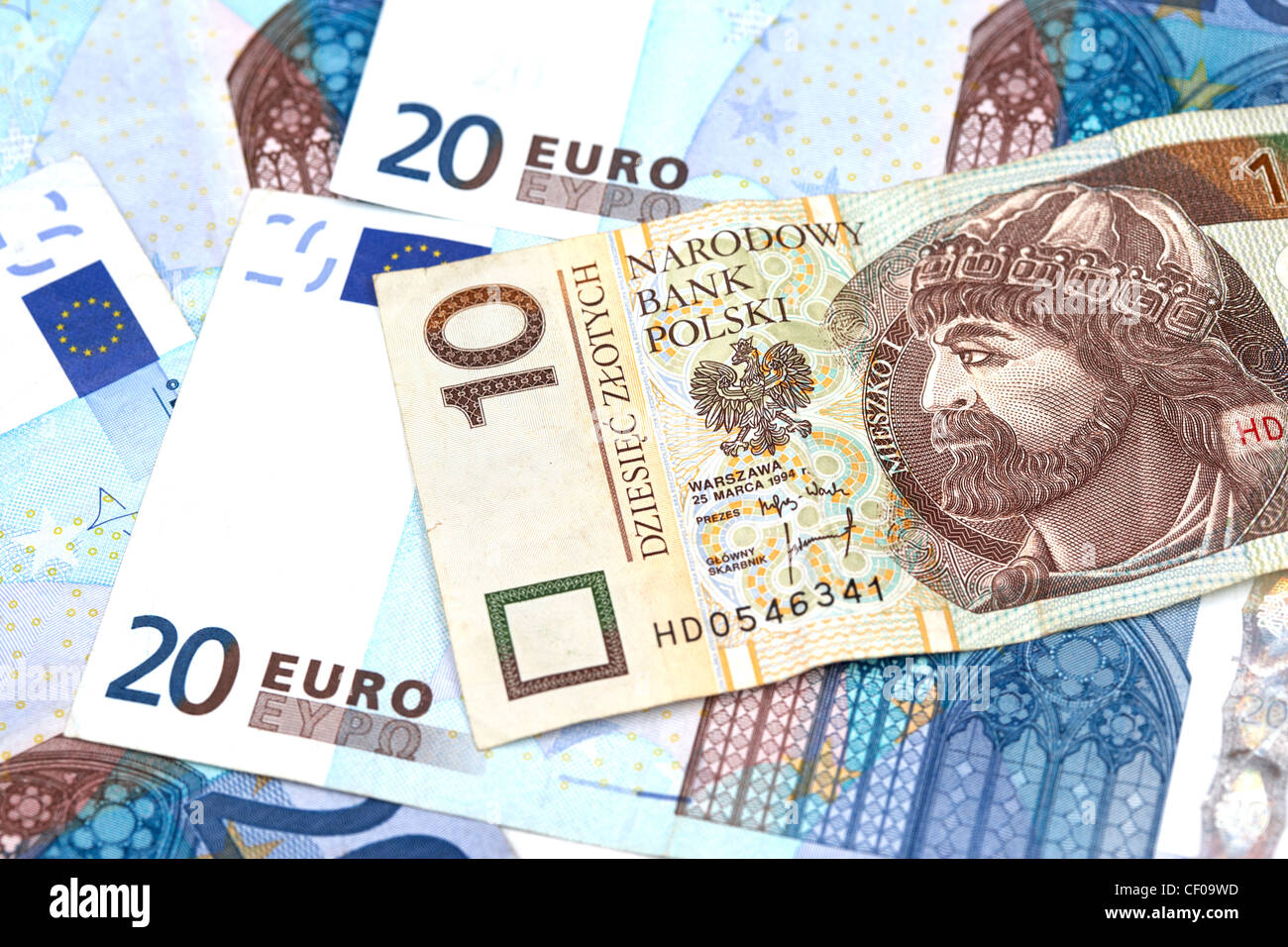 polish zloty and euro banknotes Stock Photo - Alamy