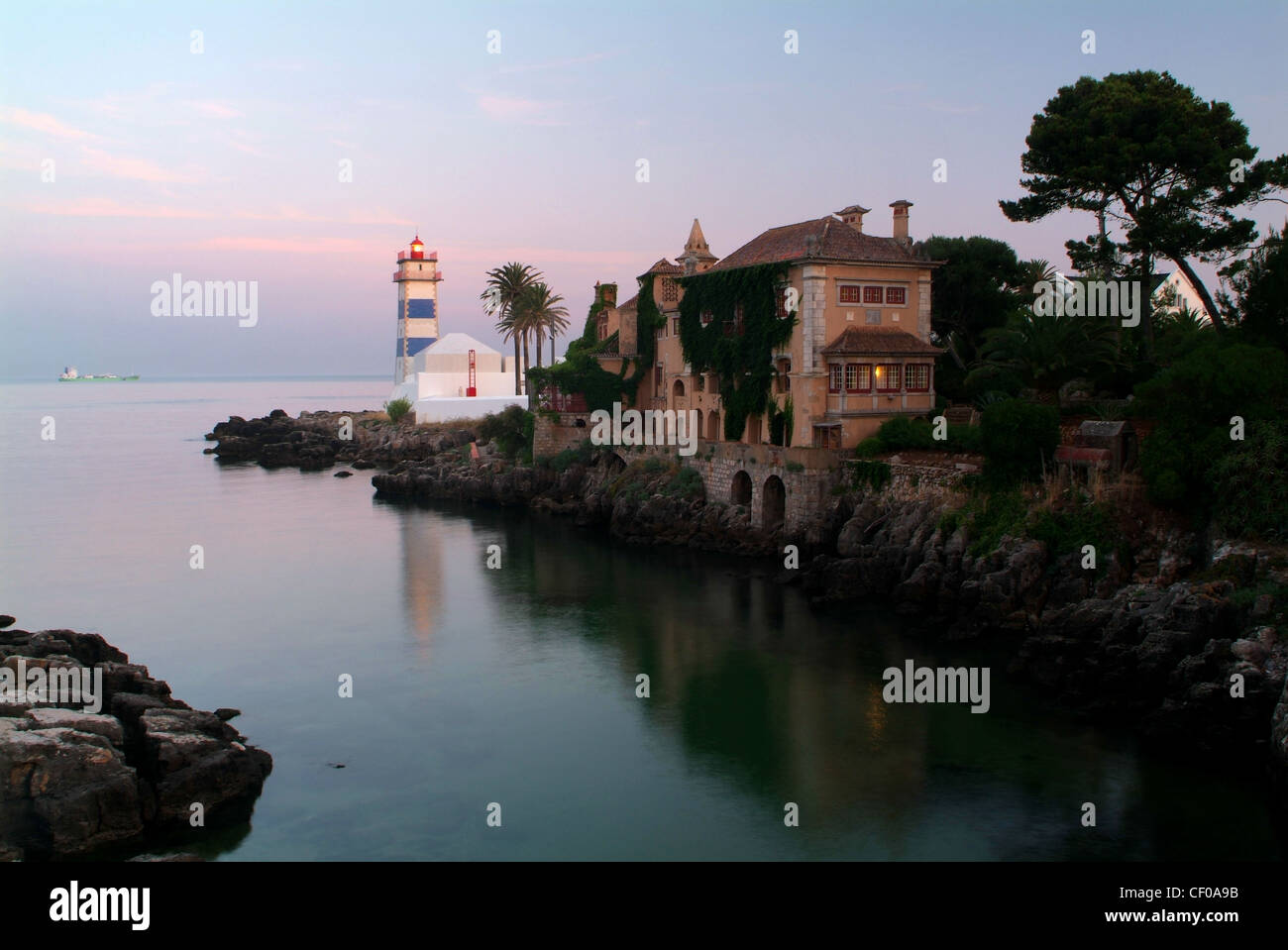The Santa Marta Lighthouse in Cascais, Portugal Stock Photo