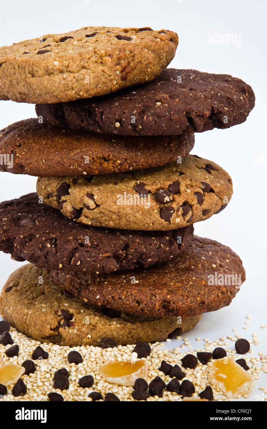 A stack of chocolate and ginger gluten-free cookies Stock Photo