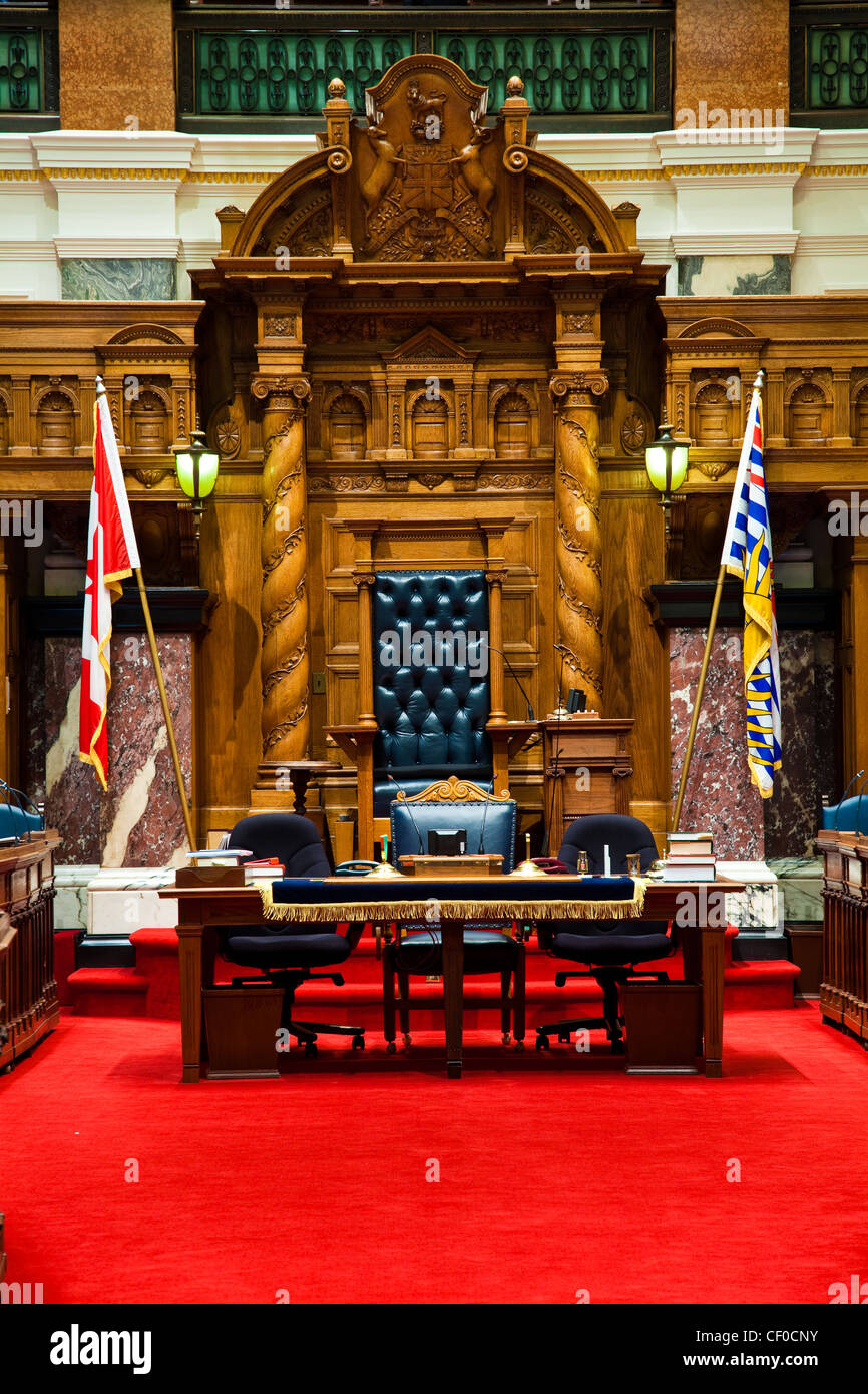 Speakers chair in the British Columbi legislature building, Vitoria. Stock Photo