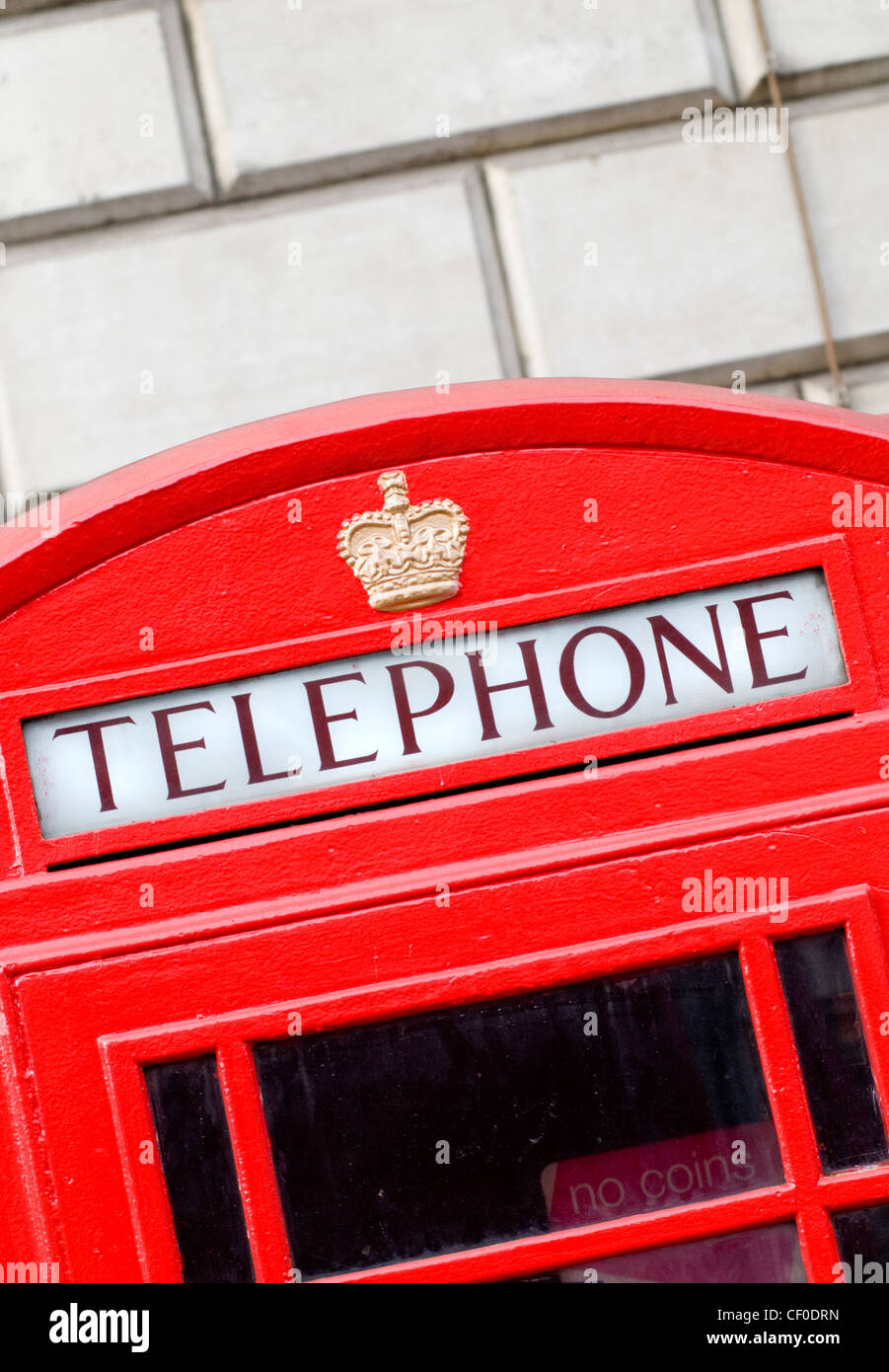 Close up of a red telephone box in London, England, UK Stock Photo