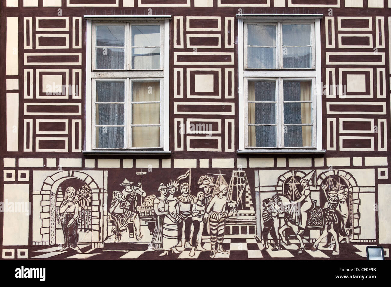 Ornamental facade of a historic tenement house in the Old Town of Gdansk, Poland Stock Photo