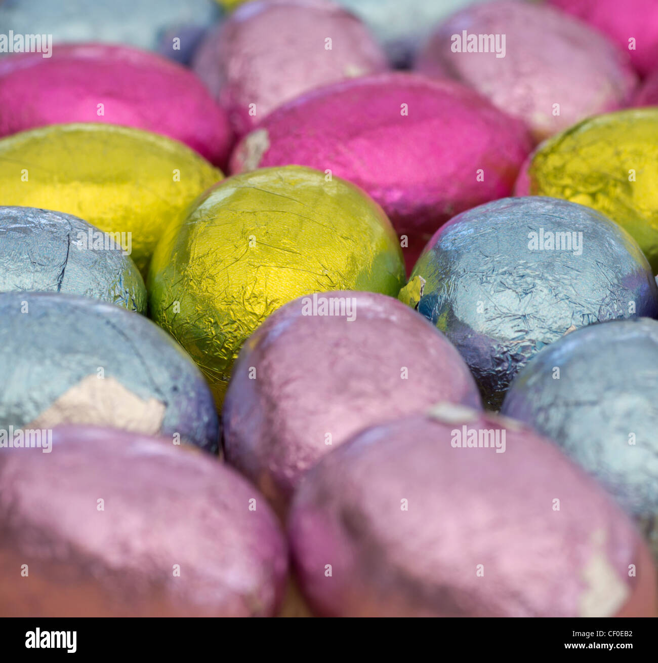 Coloured foil wrapped mini Easter eggs Stock Photo Alamy