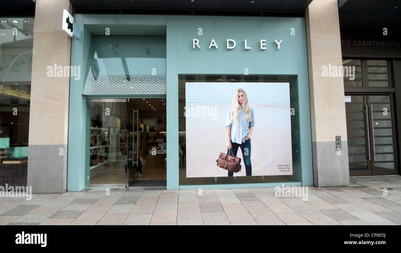 Radley luxury handbags, purses and luggage shopfront in the new shopping precinct Cardiff city centre Wales UK Stock Photo