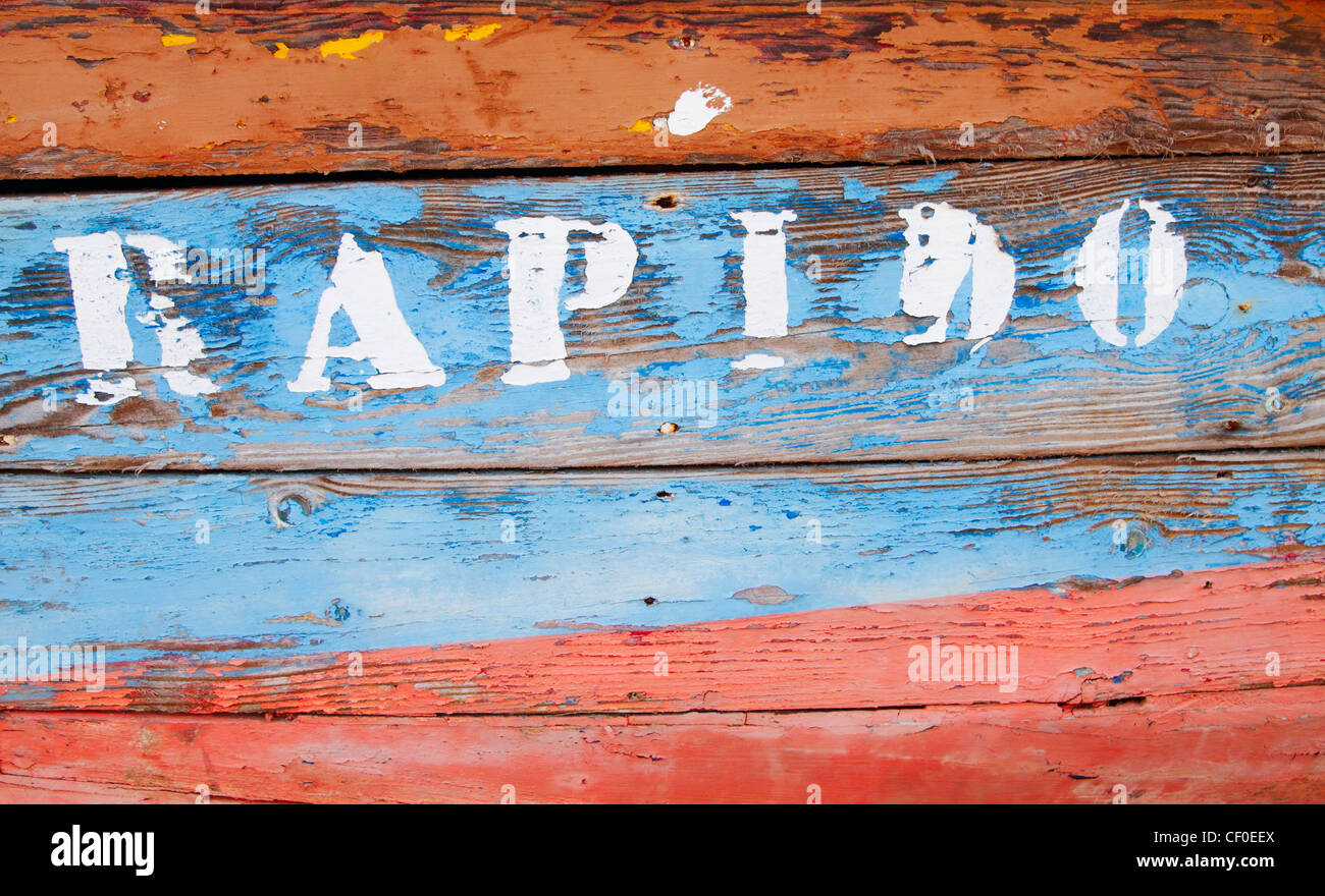 Wooden fishing boat called Rapido (fast in Spanish) Stock Photo