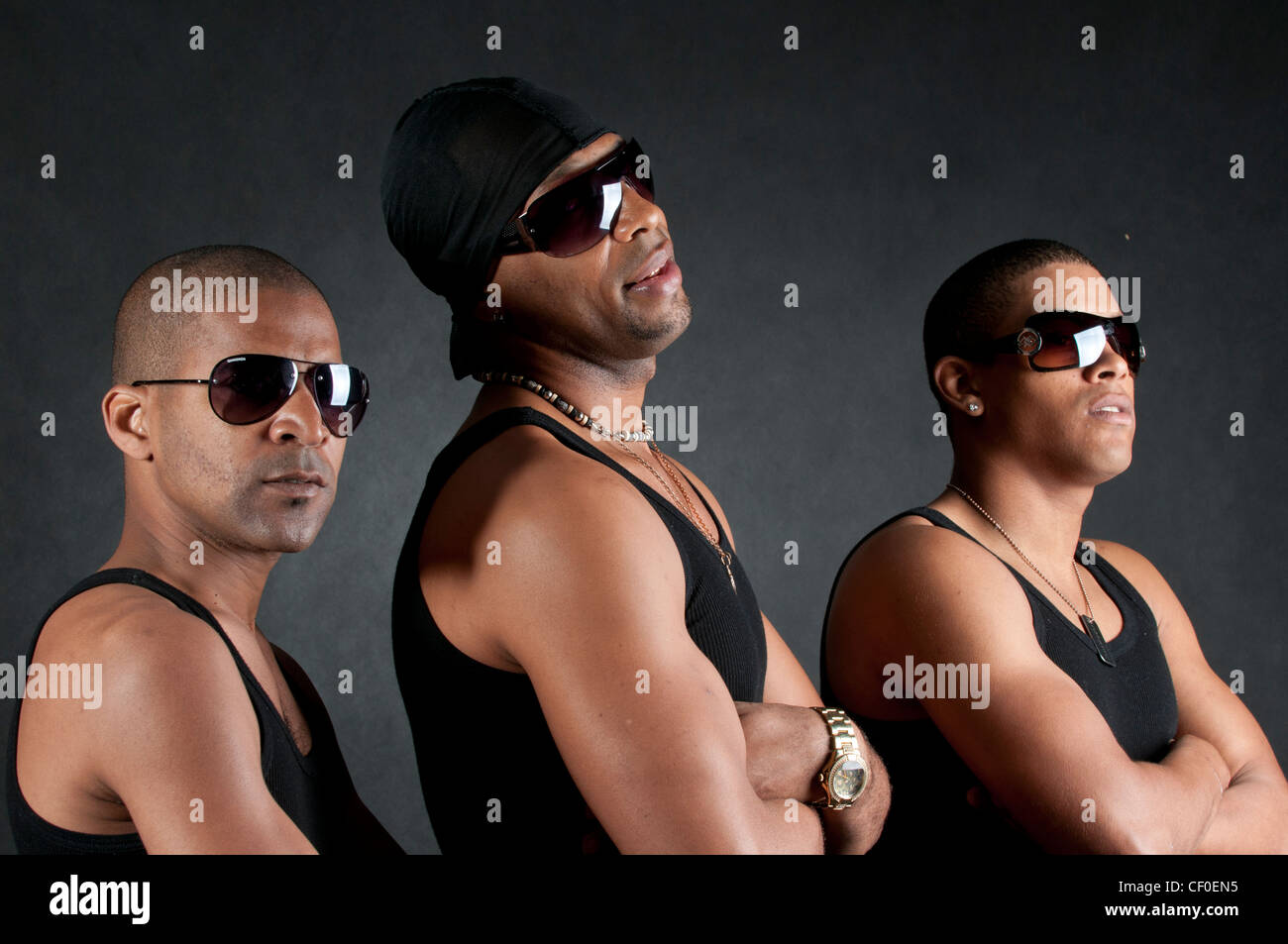 Cubano gangsta rappers at the studio Stock Photo