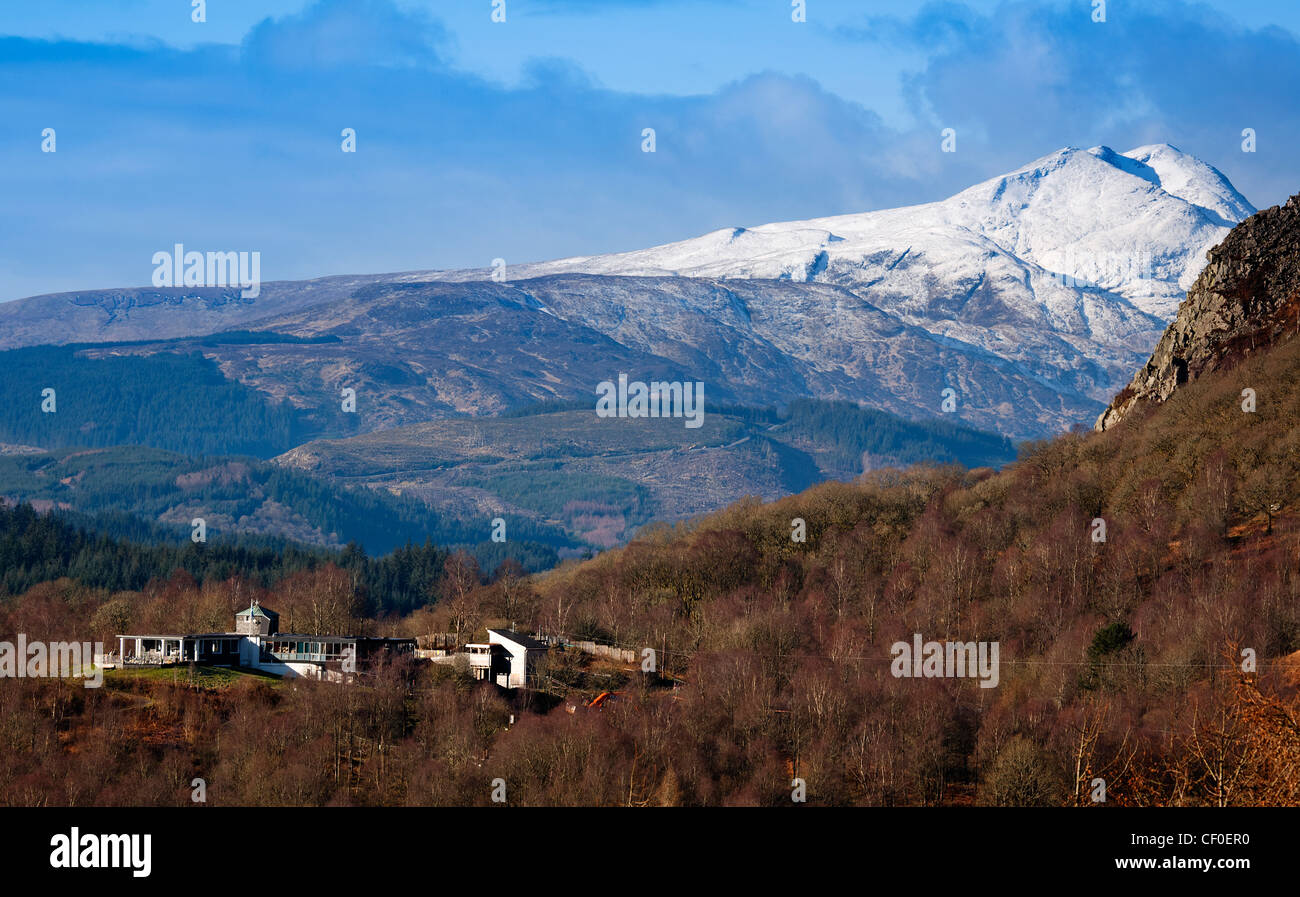 The David Marshall Lodge and Ben Lomond in the heart of the Trossachs, Aberfoyle, Stirlingshire, Scotland Stock Photo