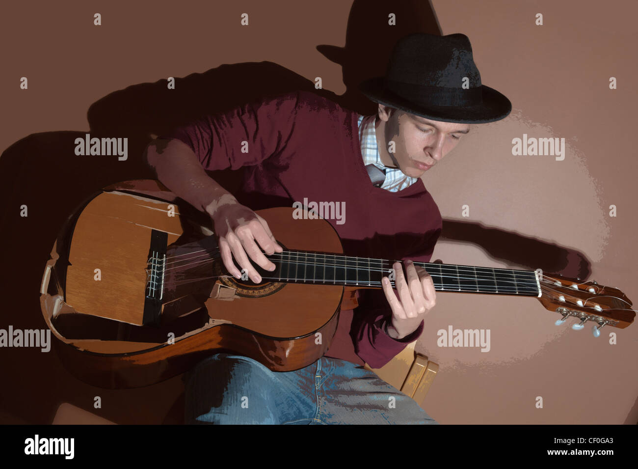 Exploding guitar music Stock Photo - Alamy