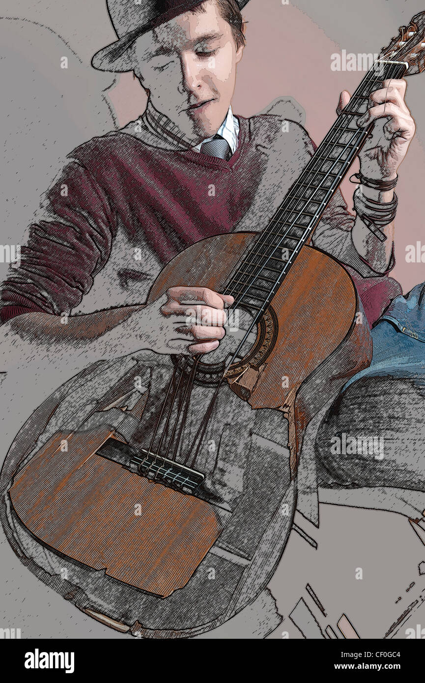 Exploding guitar music Stock Photo - Alamy