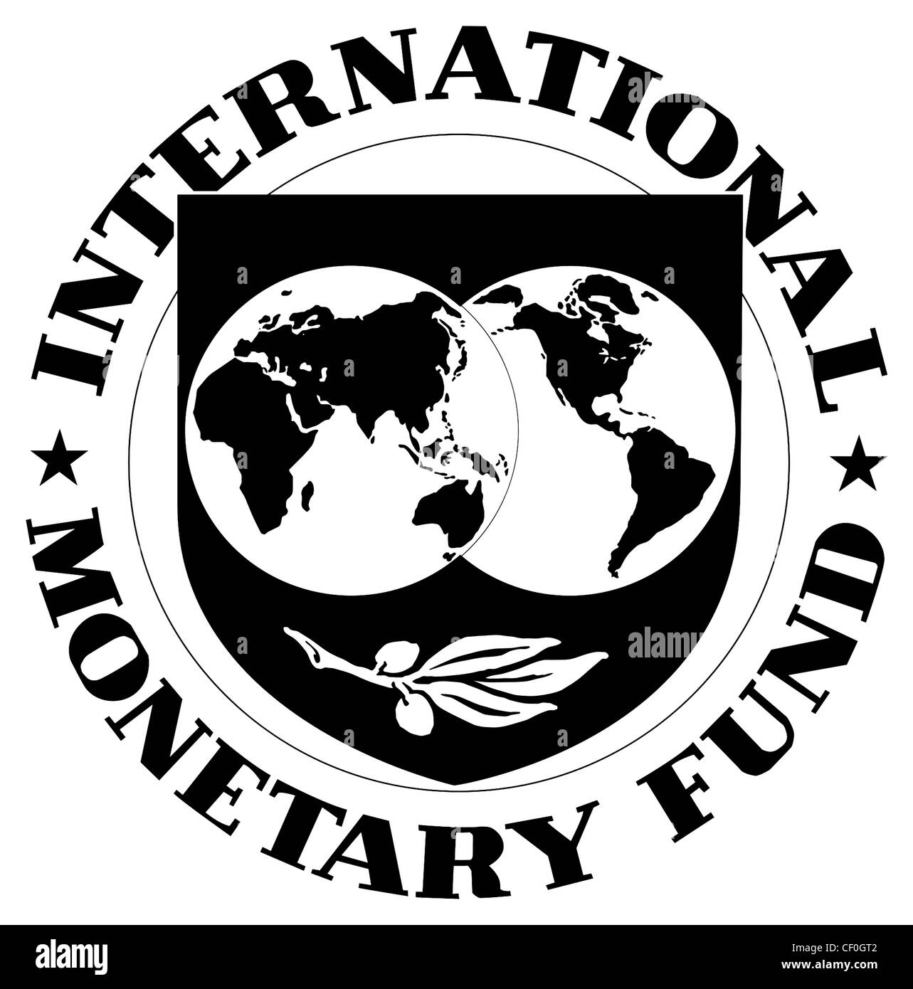 Logo of the International Monetary Fund IMF based in Washington. Stock Photo