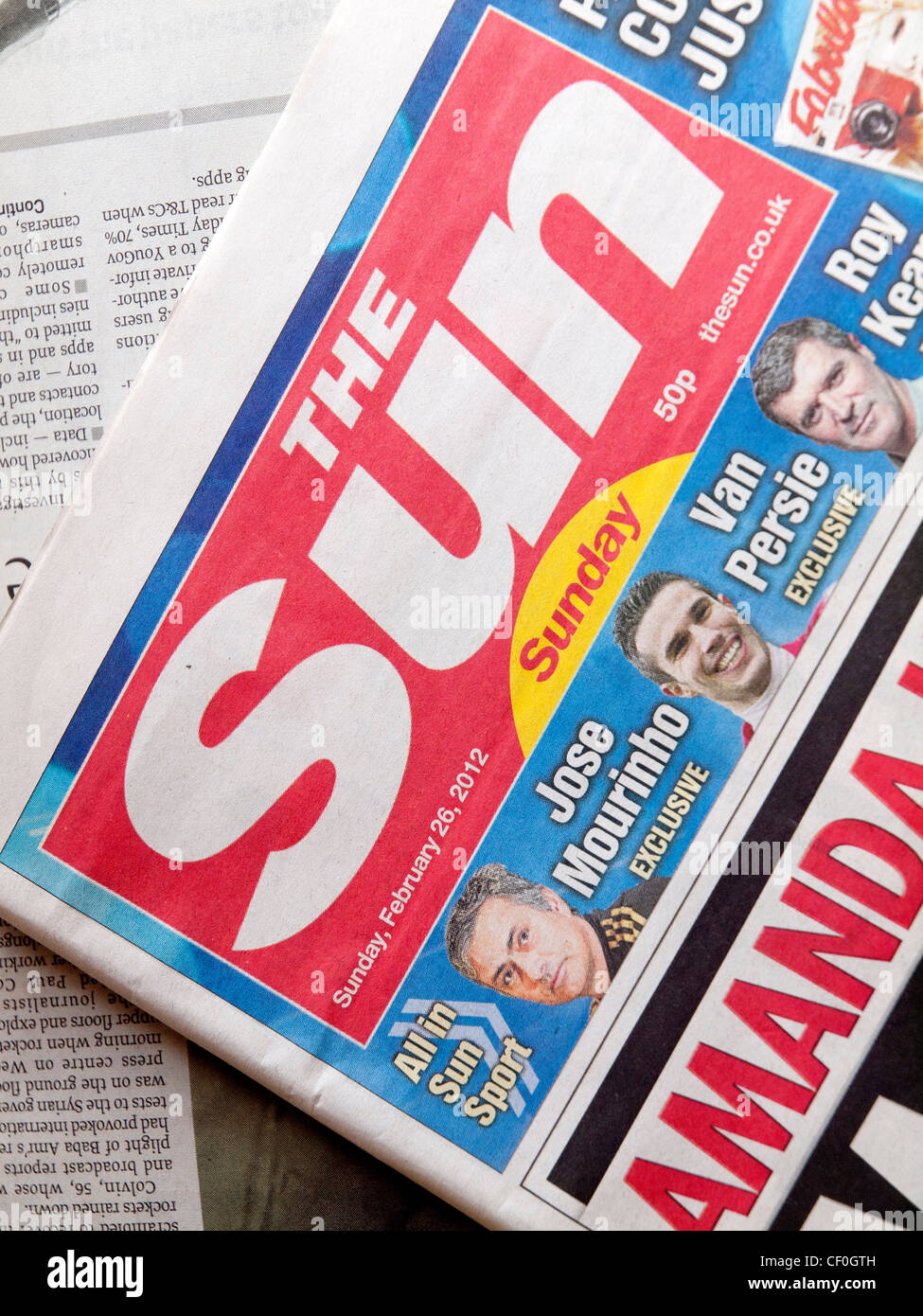 Masthead of the Sun Sunday newspaper first edition 26 February 2012 Stock Photo