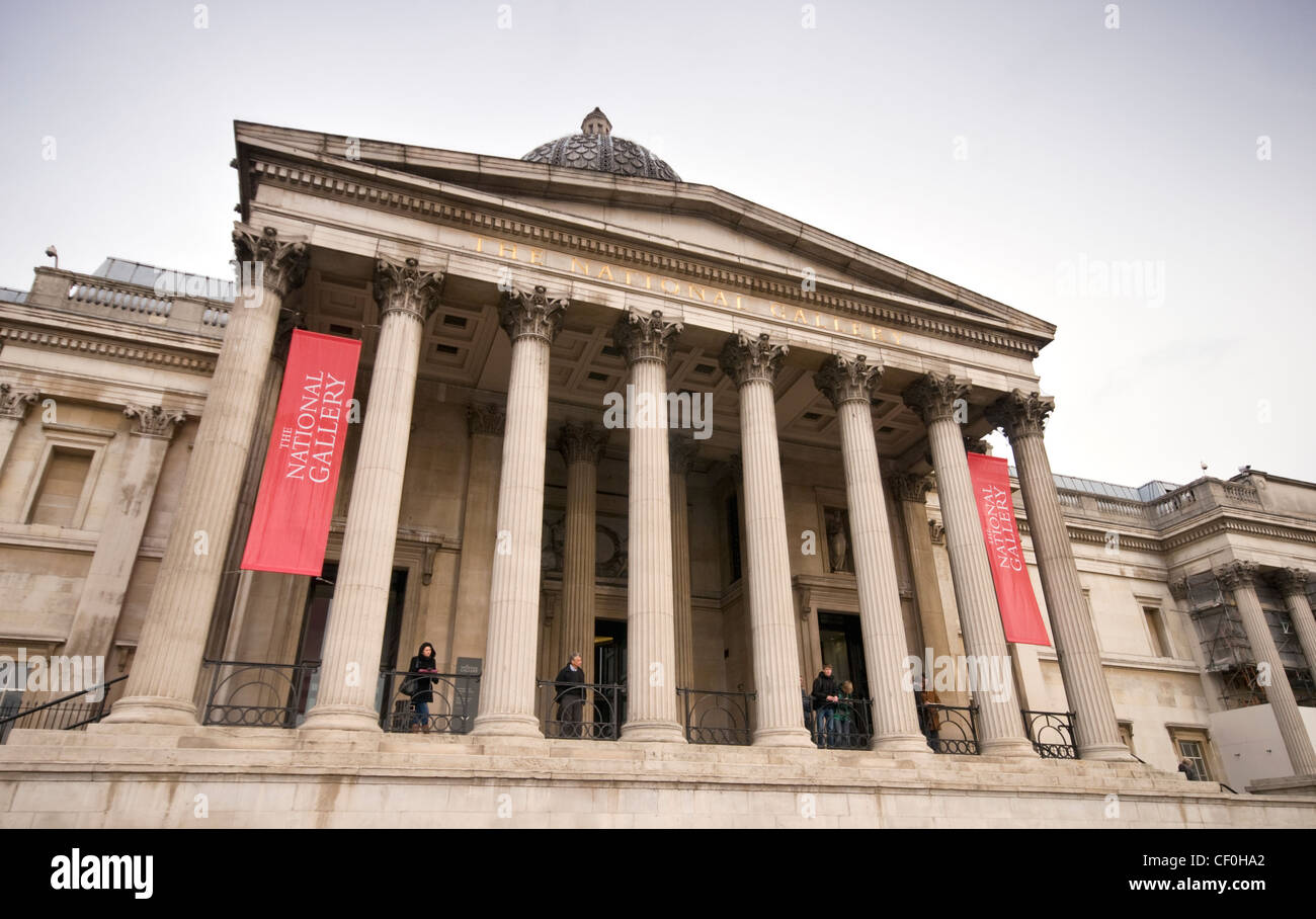 The National Gallery near Trafalgar Square in London, England, UK Stock