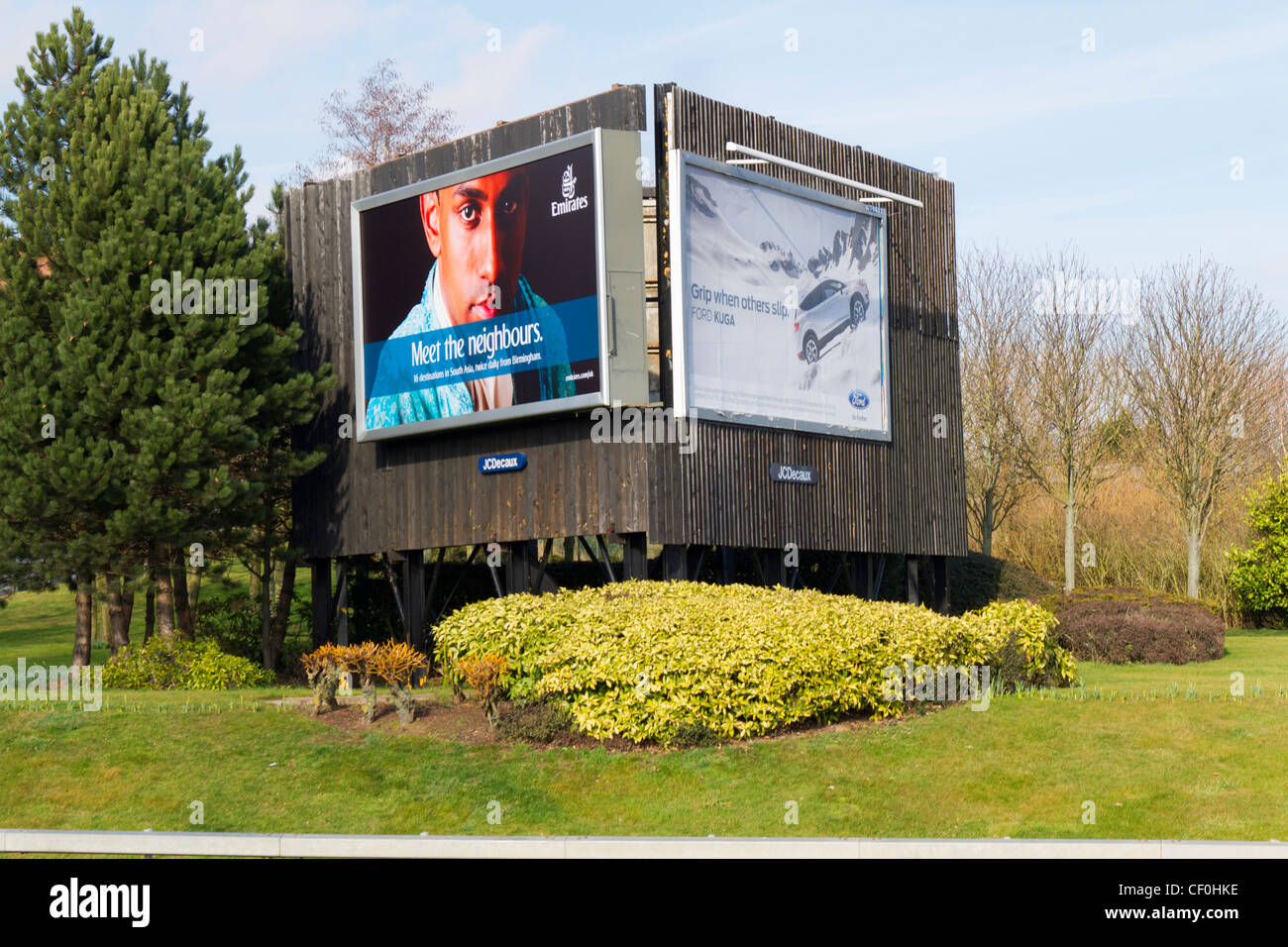 Roadside advertising hoardings or billboards UK Stock Photo
