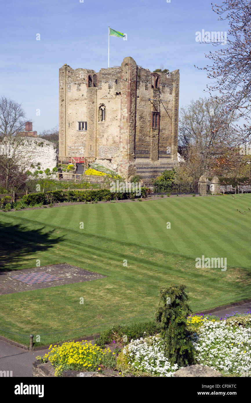 Guildford Castle and Grounds with Cathedral in background Stock Photo