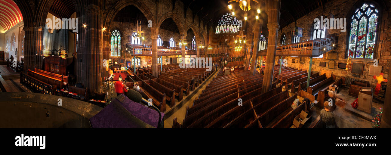 Interior Panorama of St Elphins Church Warrington, North West England, Cheshire, UK Stock Photo