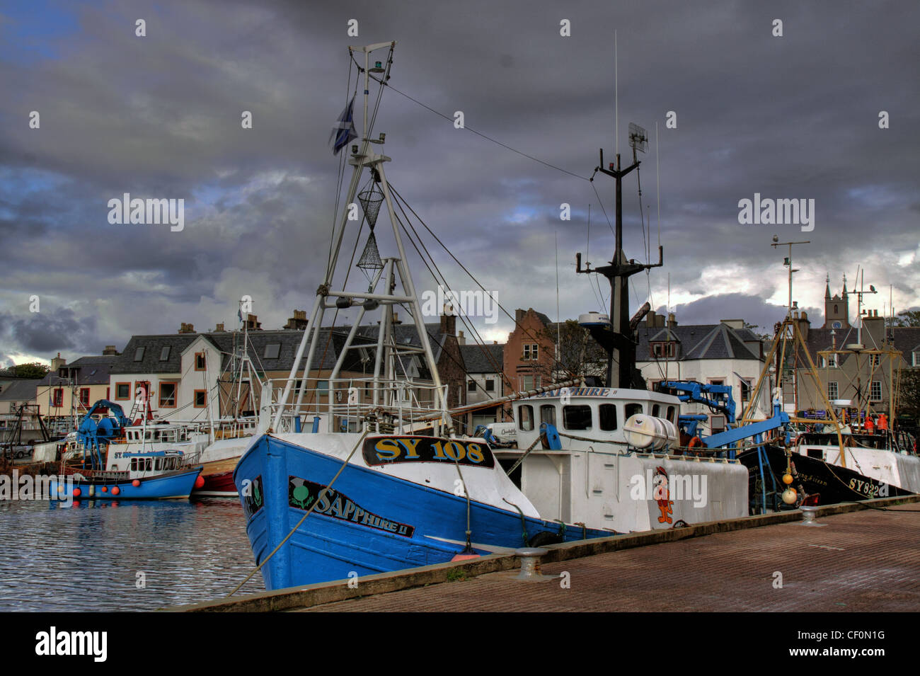 SY108 Sapphire II fishing boat moored at Stornoway Harbour, Isle of Lewis, Outer Hebrides, Scotland. Stock Photo