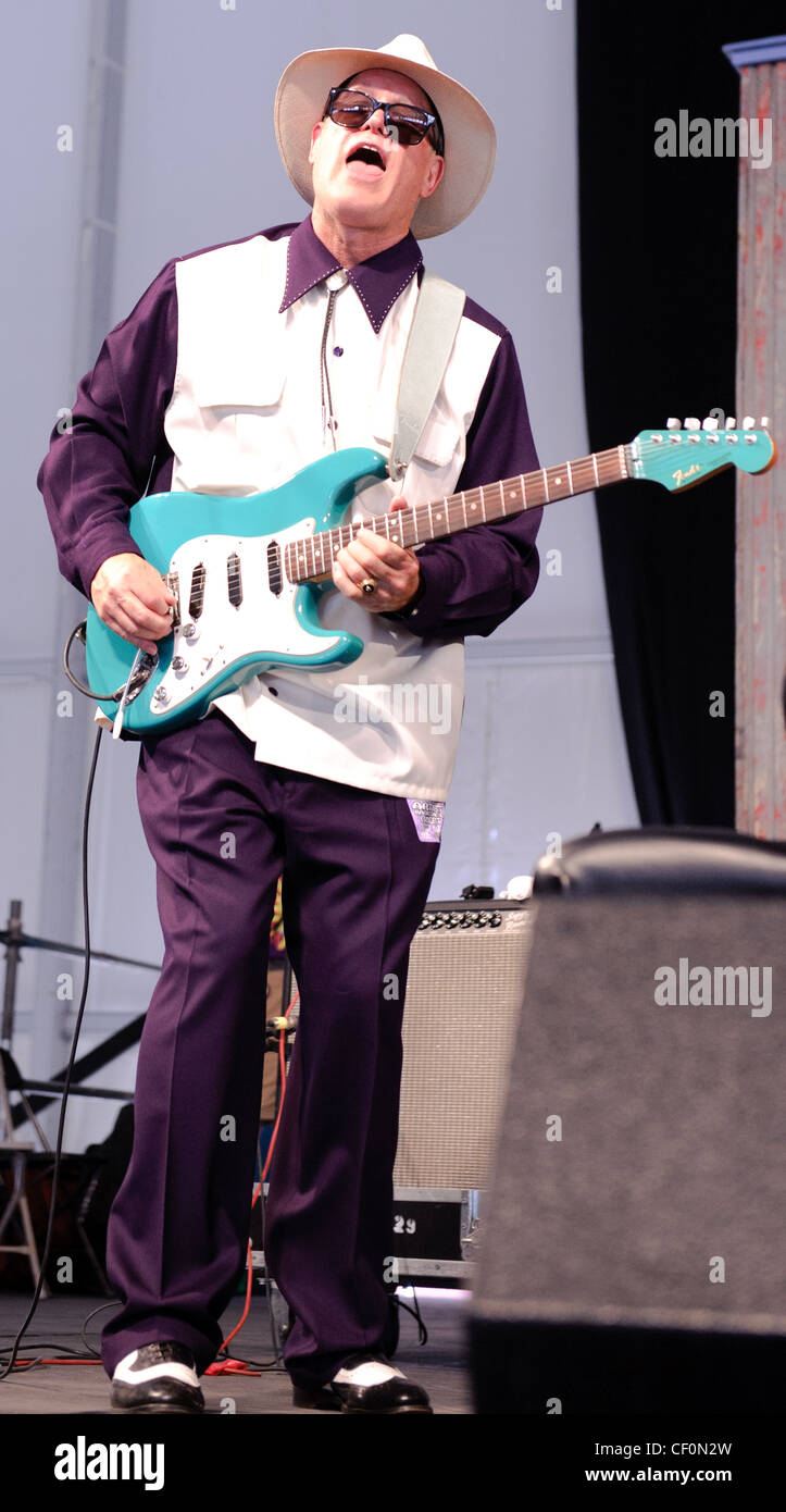 MItch Woods and his Rocket 88's playing at Jazz Fest 2011 on day 3. Stock Photo