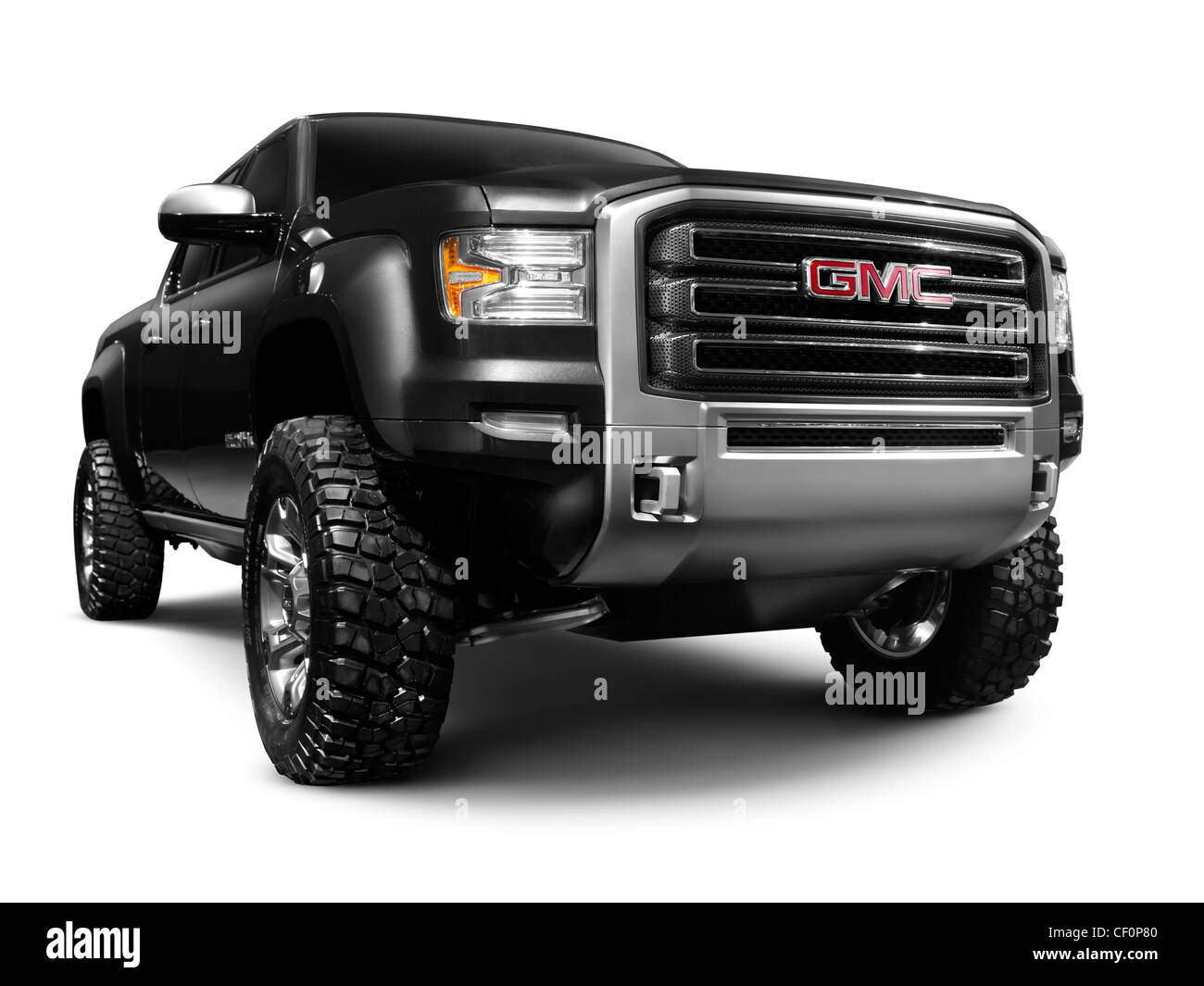 License and prints at MaximImages.com - Black 2012 GMC Sierra All Terrain HD concept pick-up truck. General Motors. Isolated on white background Stock Photo
