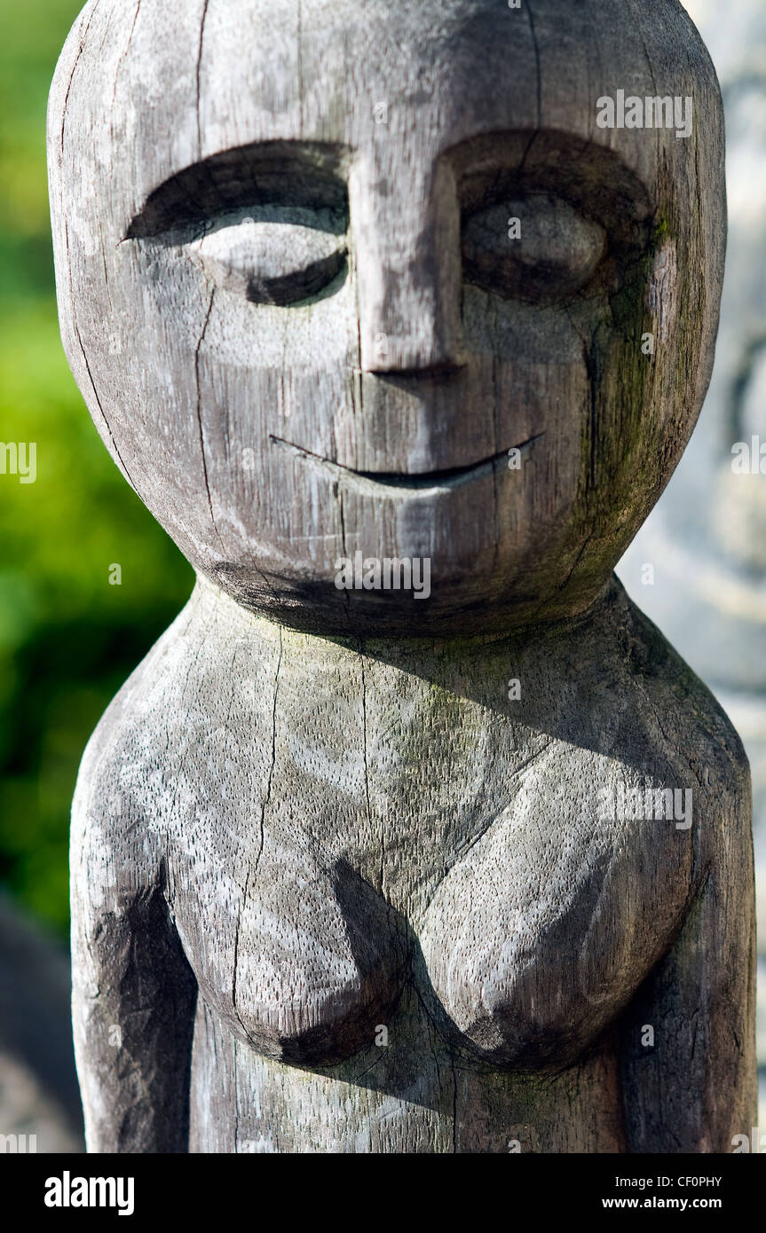 Wooden carving bajawa flores indonesia Stock Photo