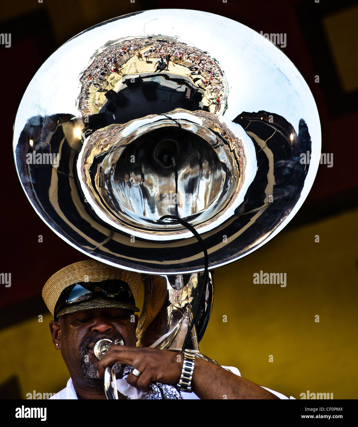 Kirk Joseph's Backyard Groove at the 2011 Jazz and Heritage Festival in New Orleans, LA on day 4. Stock Photo