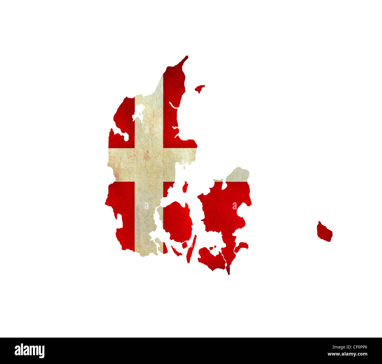 Map of Denmark isolated Stock Photo