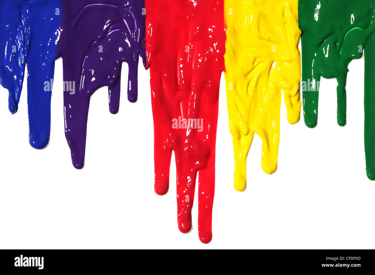 Different colors of paint dripping Stock Photo