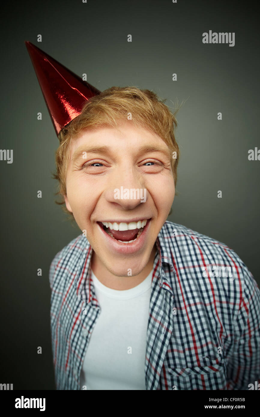 Funny guy laughing at camera on fool’s day Stock Photo Alamy