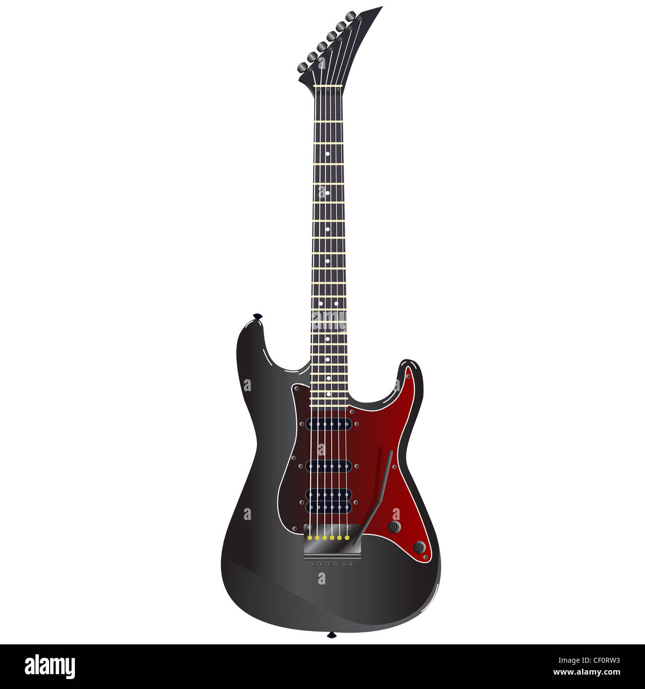 Black electric guitar on a white background Stock Photo - Alamy