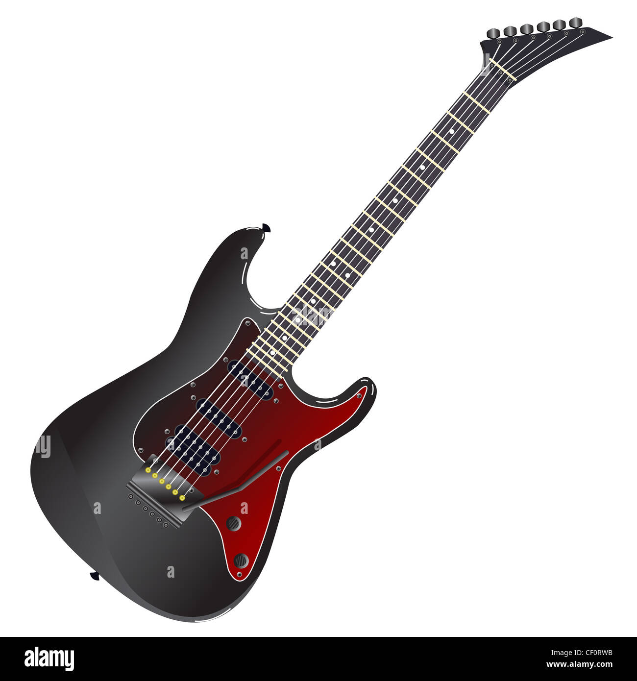 Black electric guitar on a white background Stock Photo - Alamy