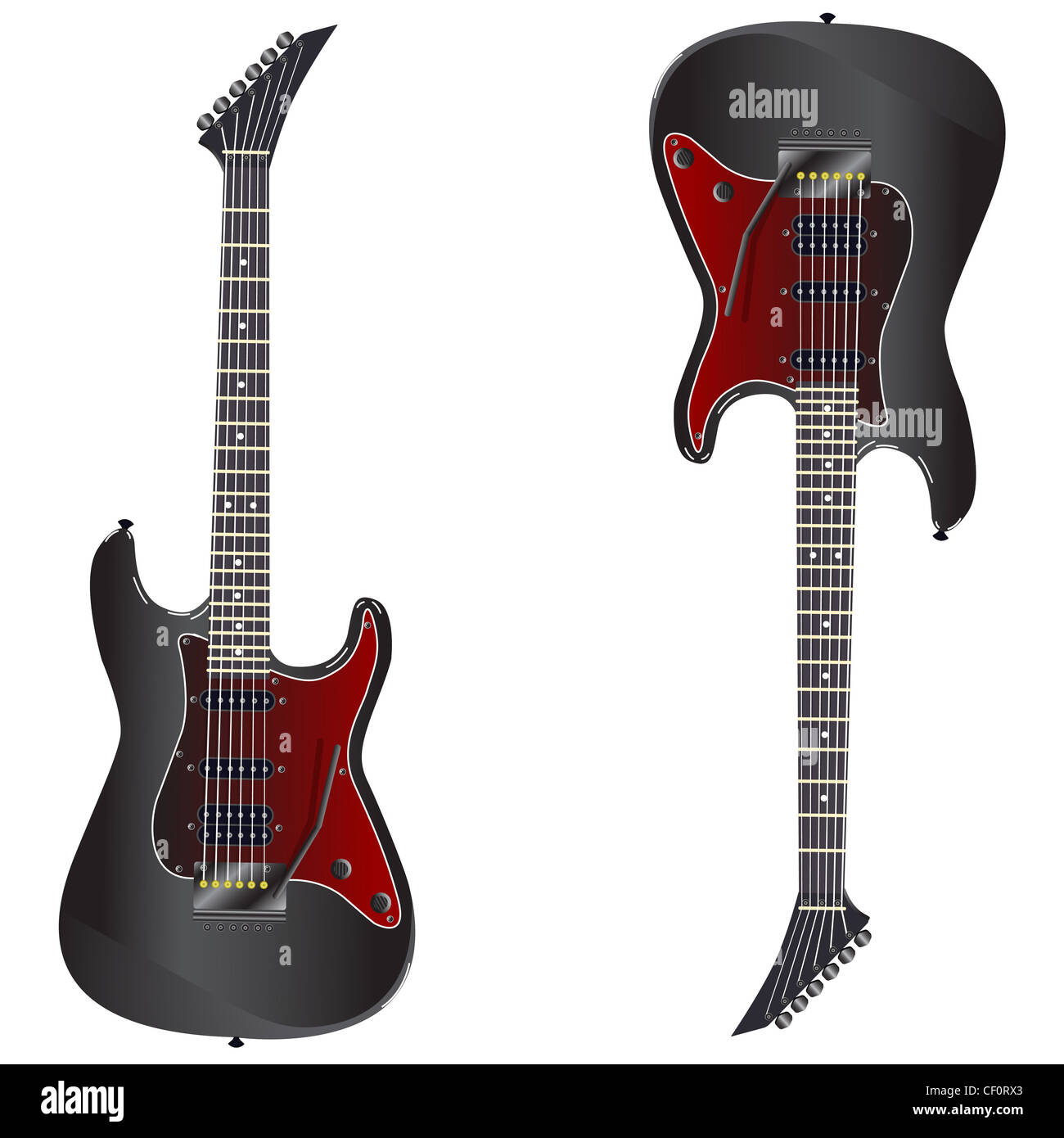 Black electric guitar on a white background Stock Photo - Alamy