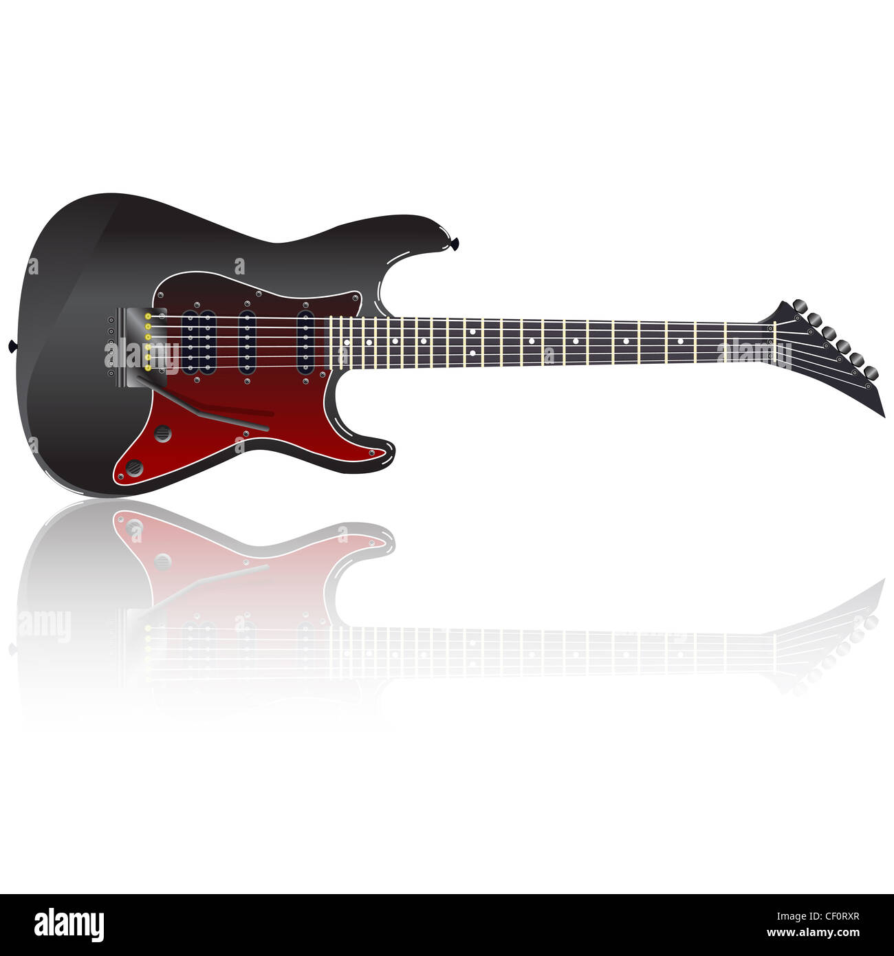 Black electric guitar on a white background Stock Photo - Alamy
