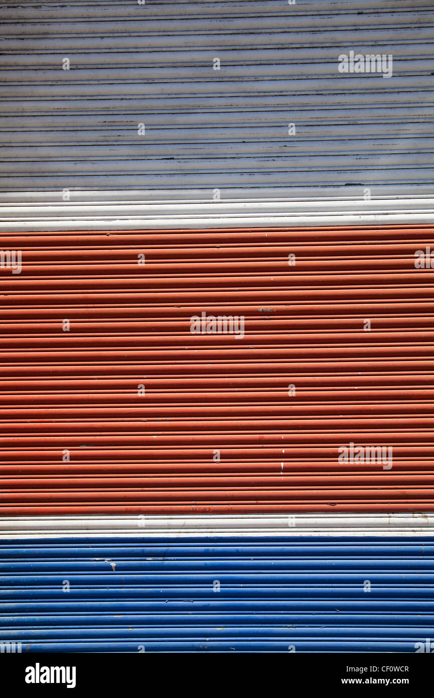 Red, White Blue Commercial Shutters Stock Photo