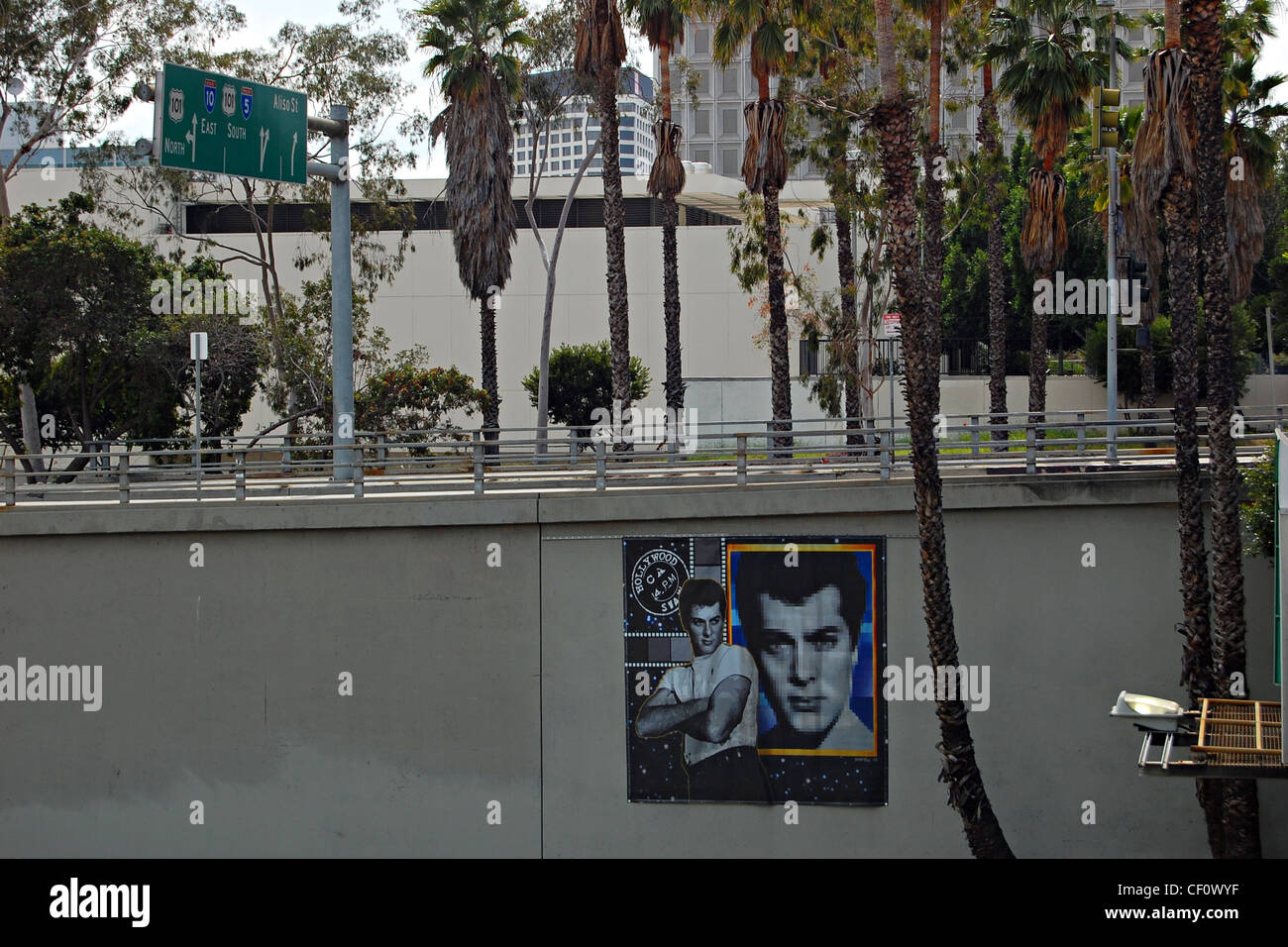 Tony Curtis Mural, Hollywood Freeway, Los Angeles, California Stock