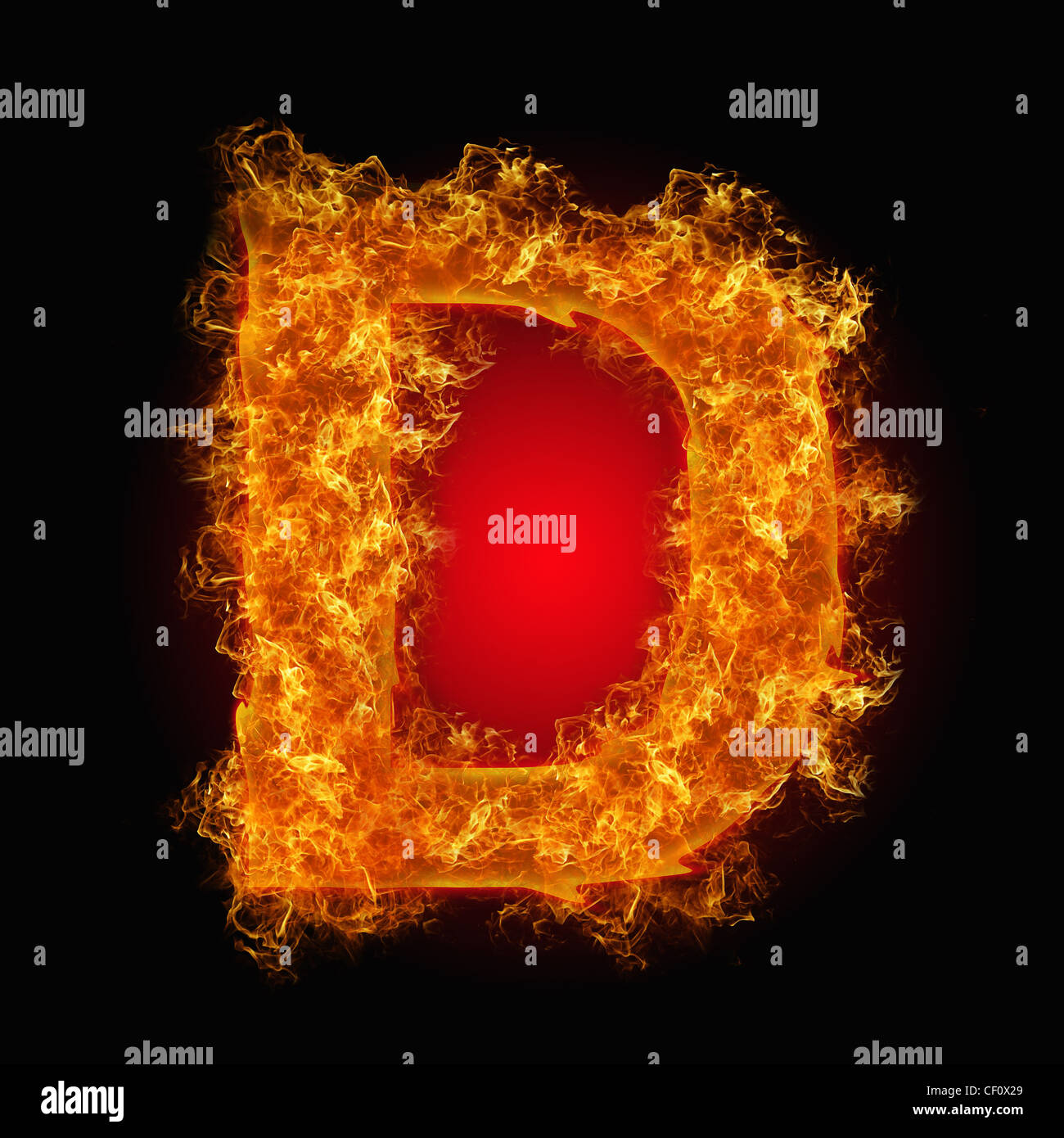 Fire letter D on a black background Stock Photo - Alamy