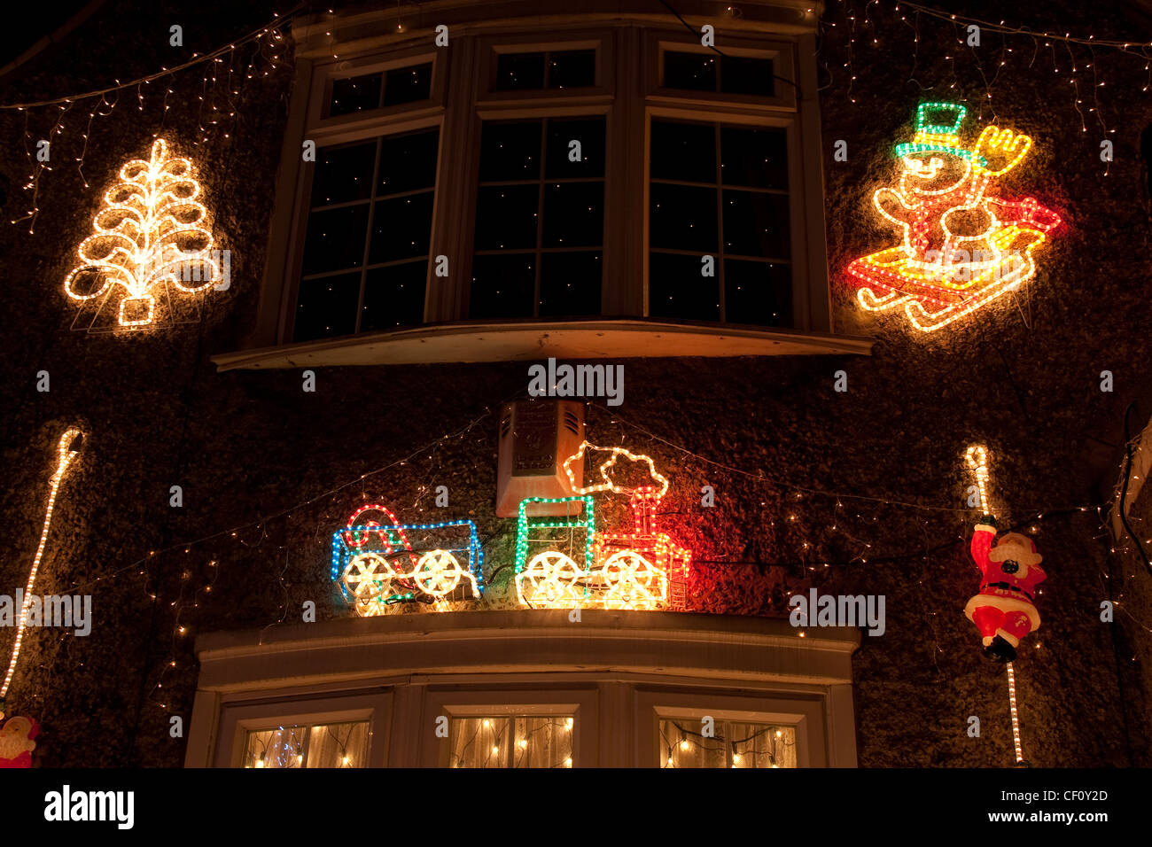 outdoor Christmas lights at night Stock Photo Alamy