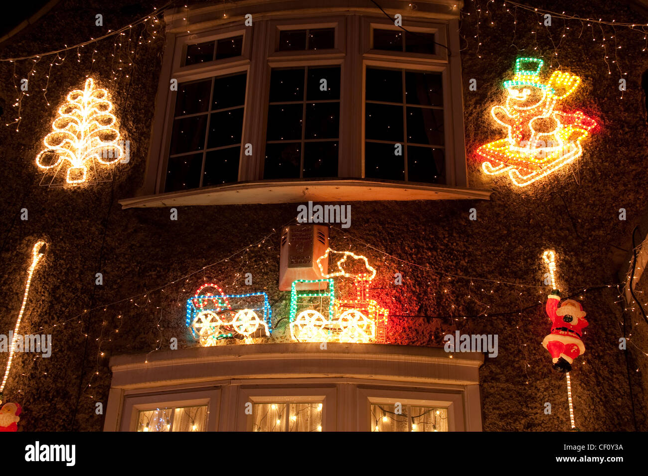 outdoor Christmas lights at night Stock Photo Alamy