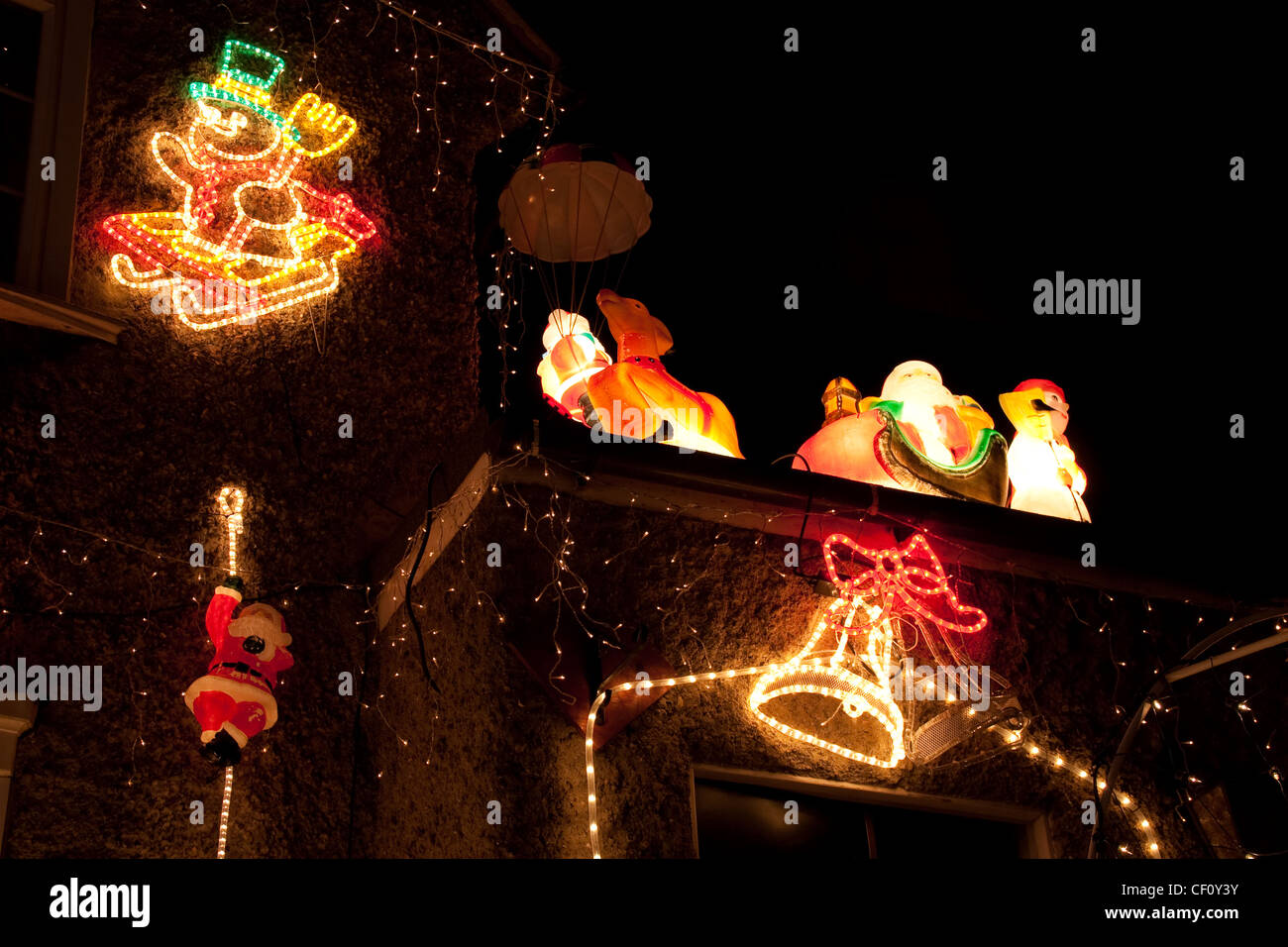 outdoor Christmas lights at night Stock Photo Alamy