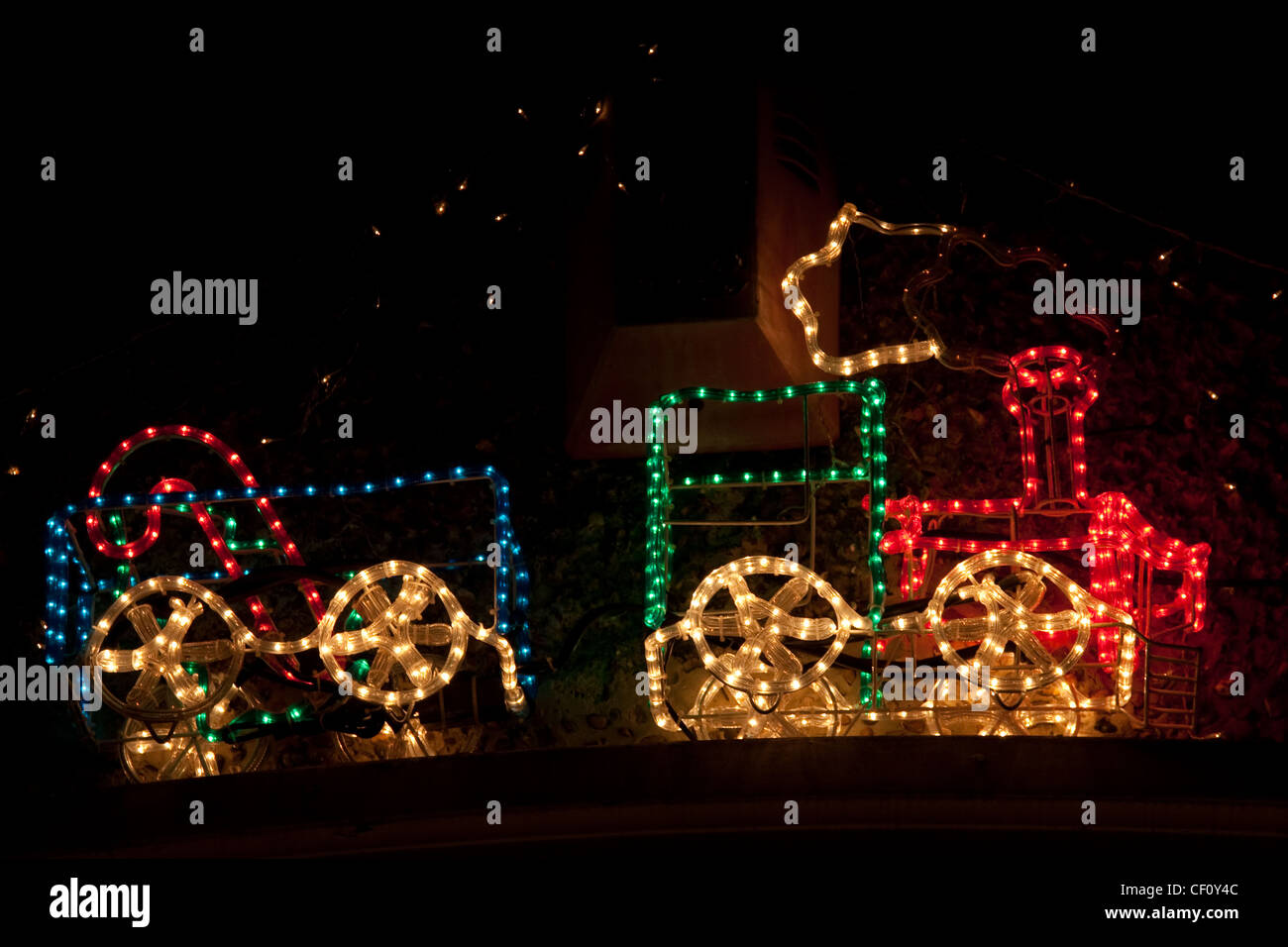 outdoor Christmas lights at night Stock Photo Alamy
