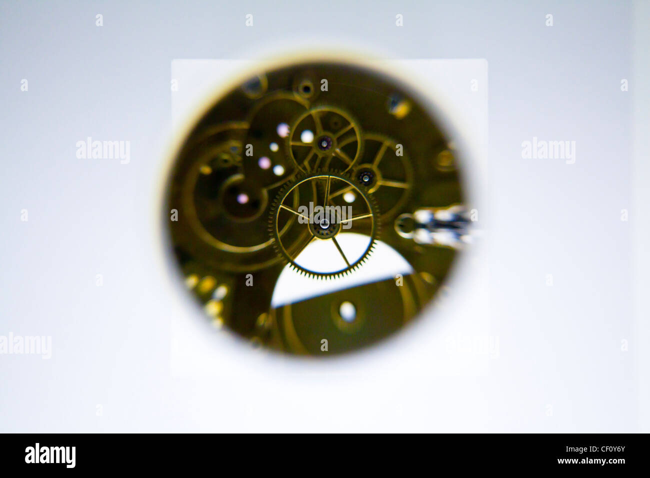 Cogs, Wheels and parts of a mechanical watch Stock Photo