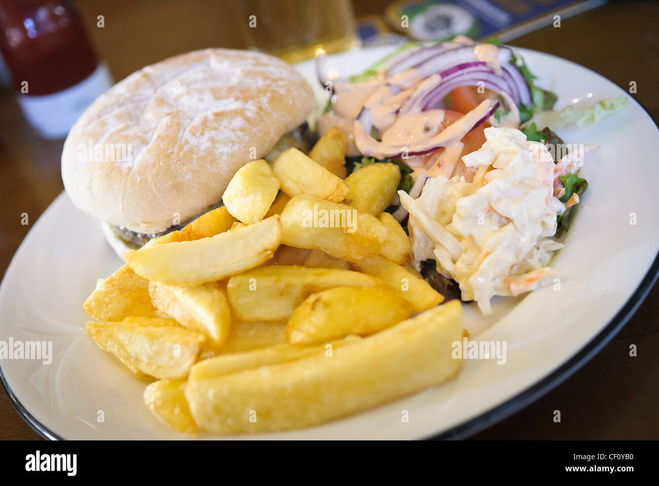 A cheap pub meal in the UK Stock Photo