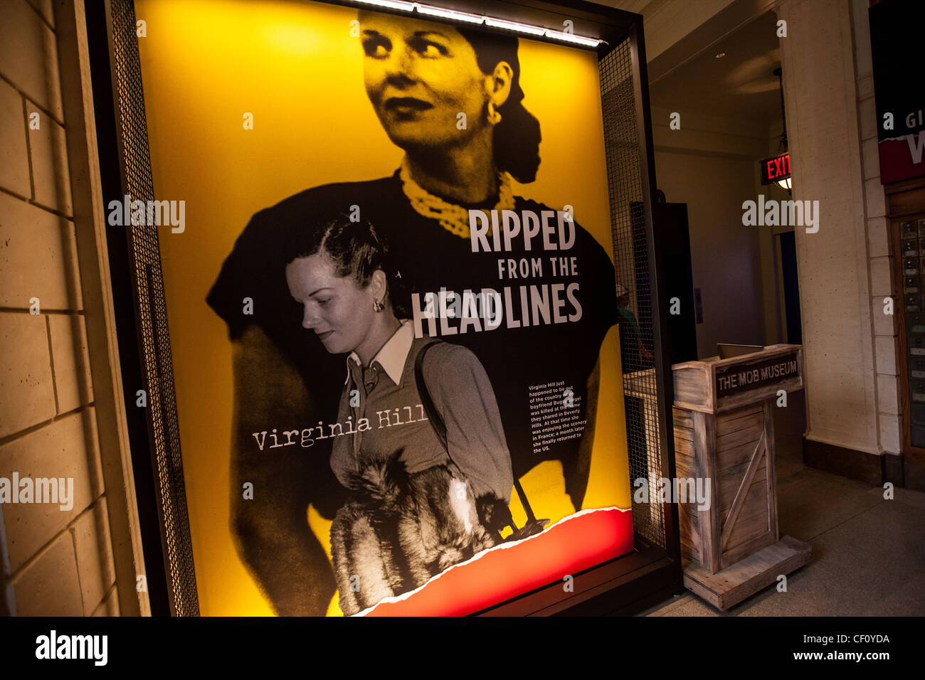 Entrance to the Mob Museum opened in a former courthouse in Las Vegas on February 14, 2012. The $42 million dollar museum features exhibits on organized crime in America with emphasis on their role in Las Vegas. Stock Photo