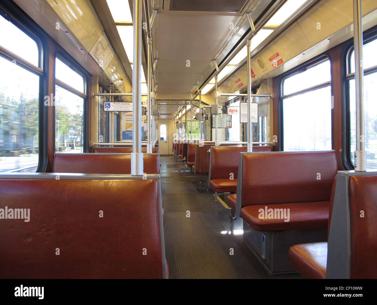 Inside a trolley carriage in San Diego California Stock Photo Alamy