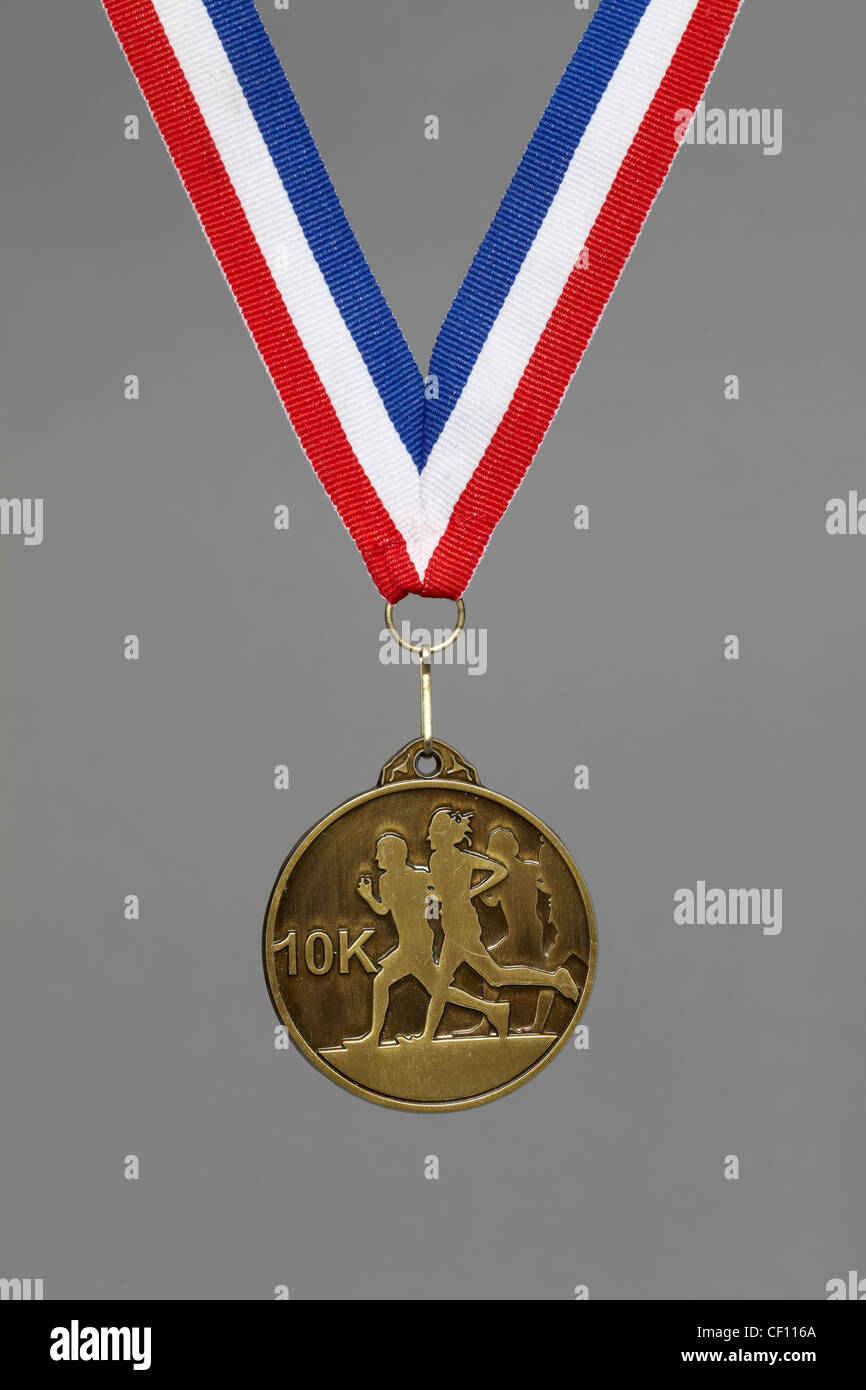 A medal for a 10k running race Stock Photo