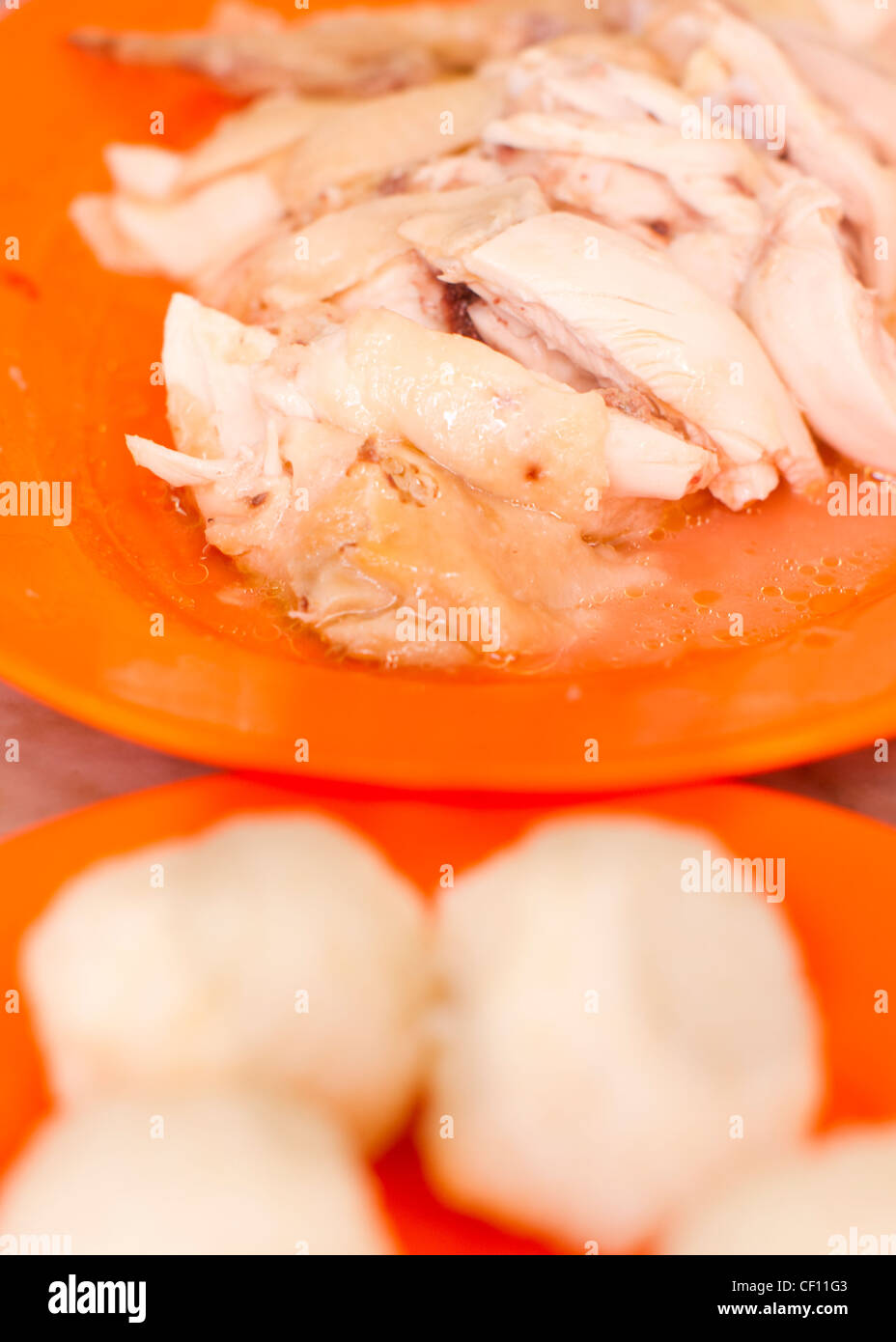 hainanese chicken rice balls, asian delicacy in malacca, malaysia. Stock Photo