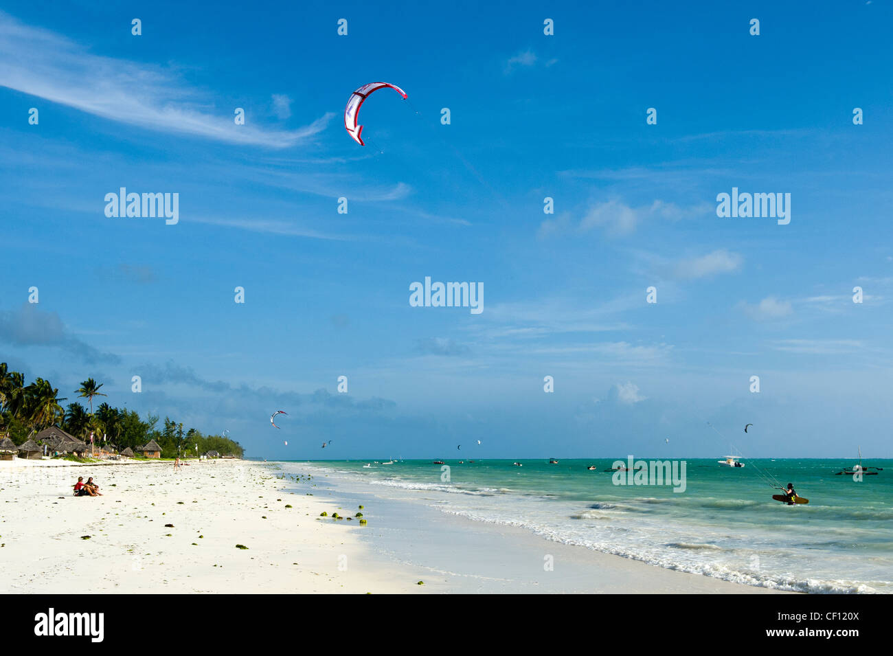 Kite surfer in Paje, Zanzibar, Tanzania Stock Photo