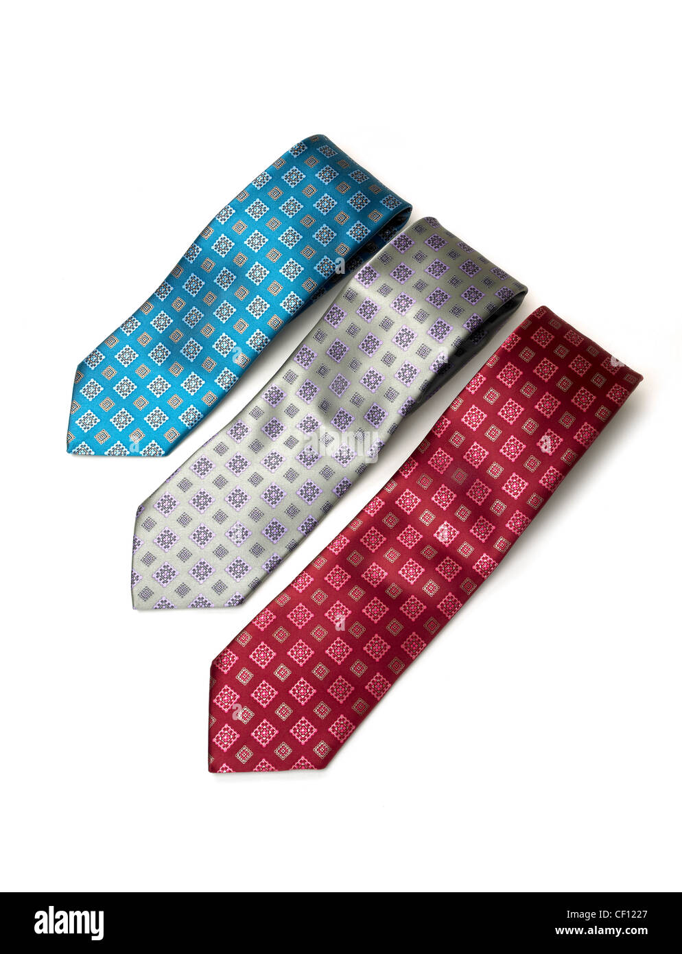 Blue, Silver, Red Neck Ties Stock Photo
